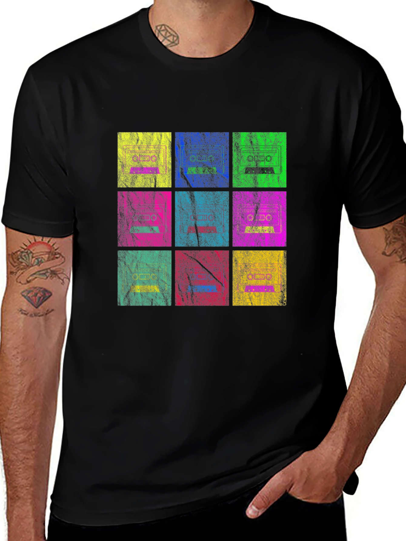 Retro Cassette Tape Grid T-Shirt