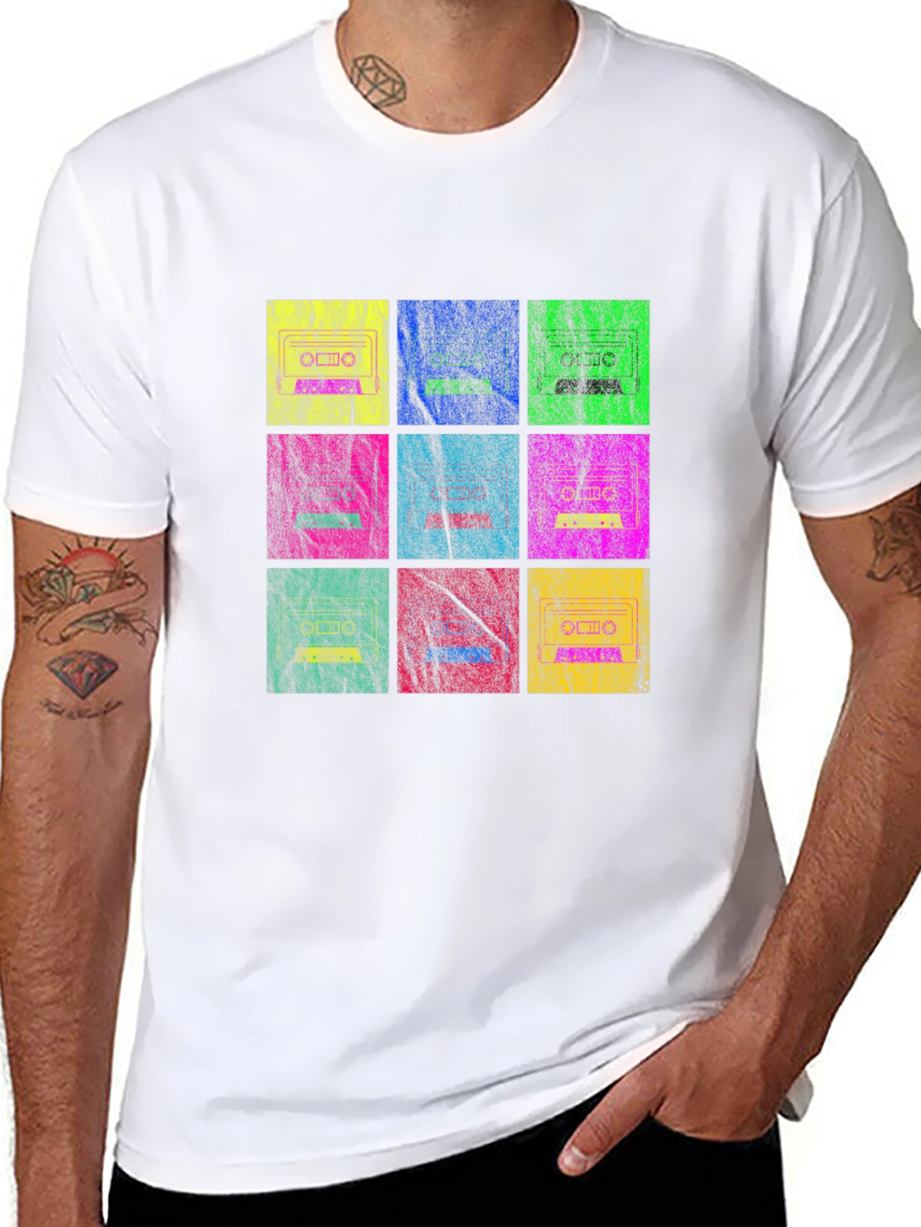 Retro Cassette Tape Grid T-Shirt