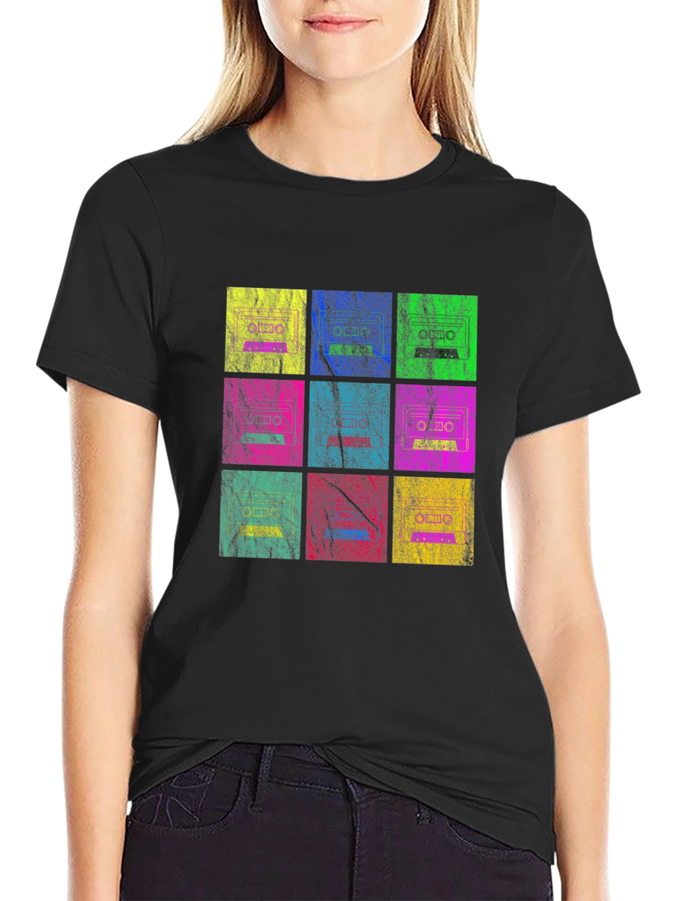 Retro Cassette Tape Grid T-Shirt