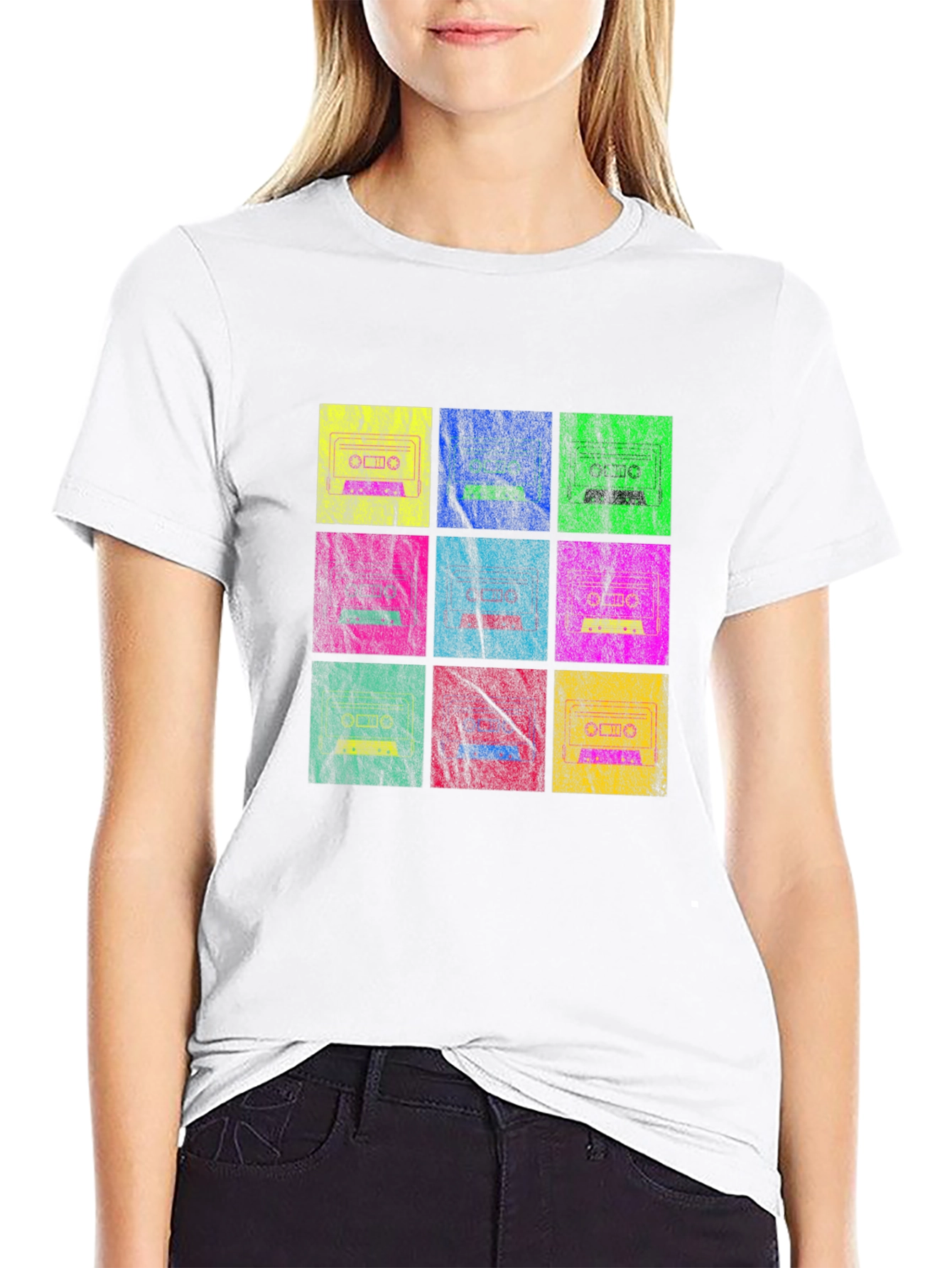 Retro Cassette Tape Grid T-Shirt
