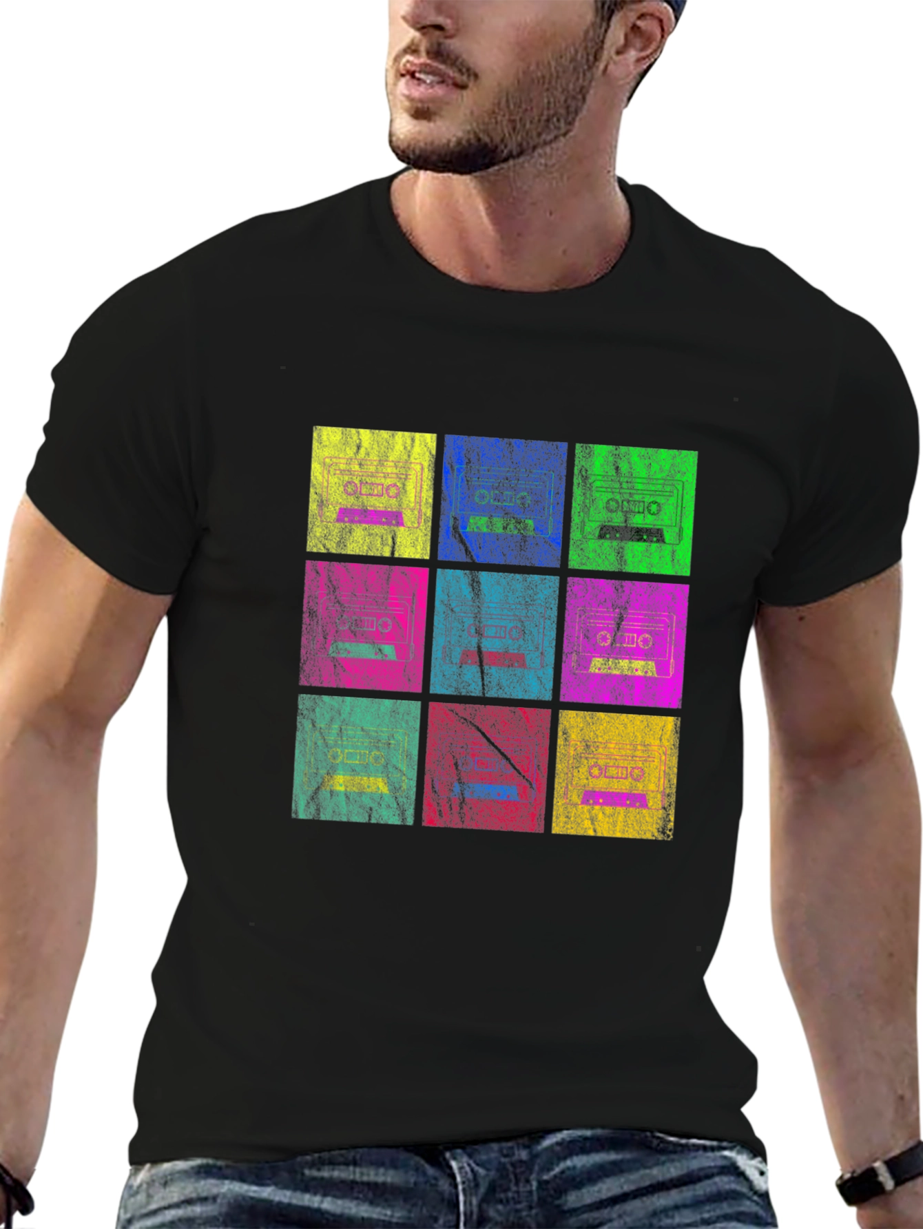 Retro Cassette Tape Grid T-Shirt