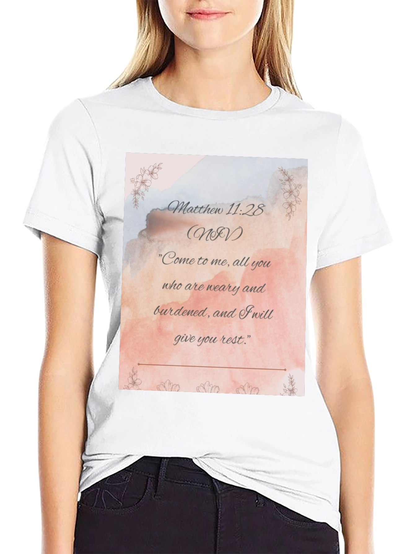 Matthew 11:28 NIV Christian T-Shirt