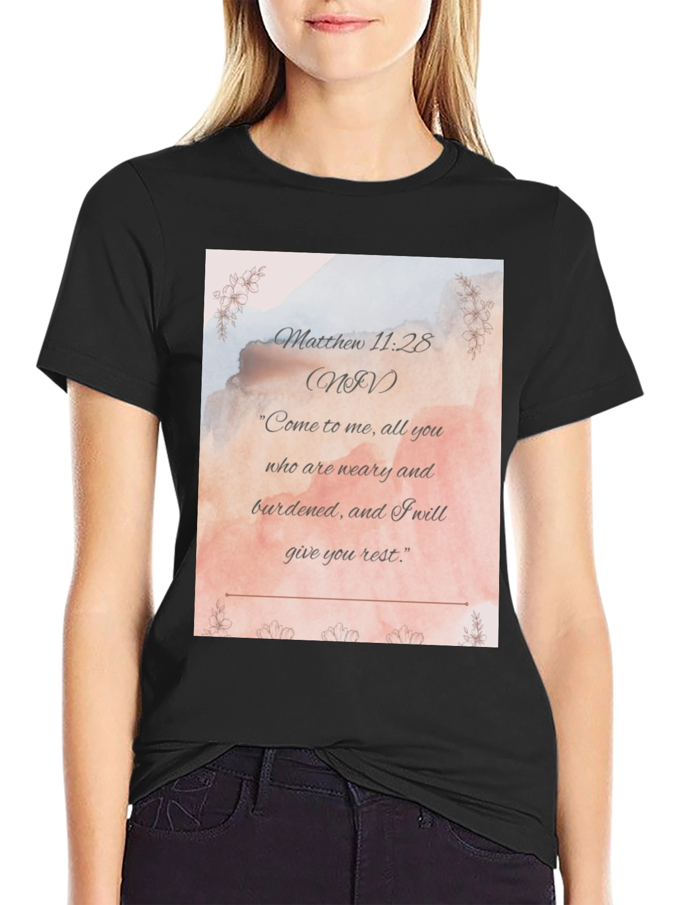 Matthew 11:28 NIV Christian T-Shirt