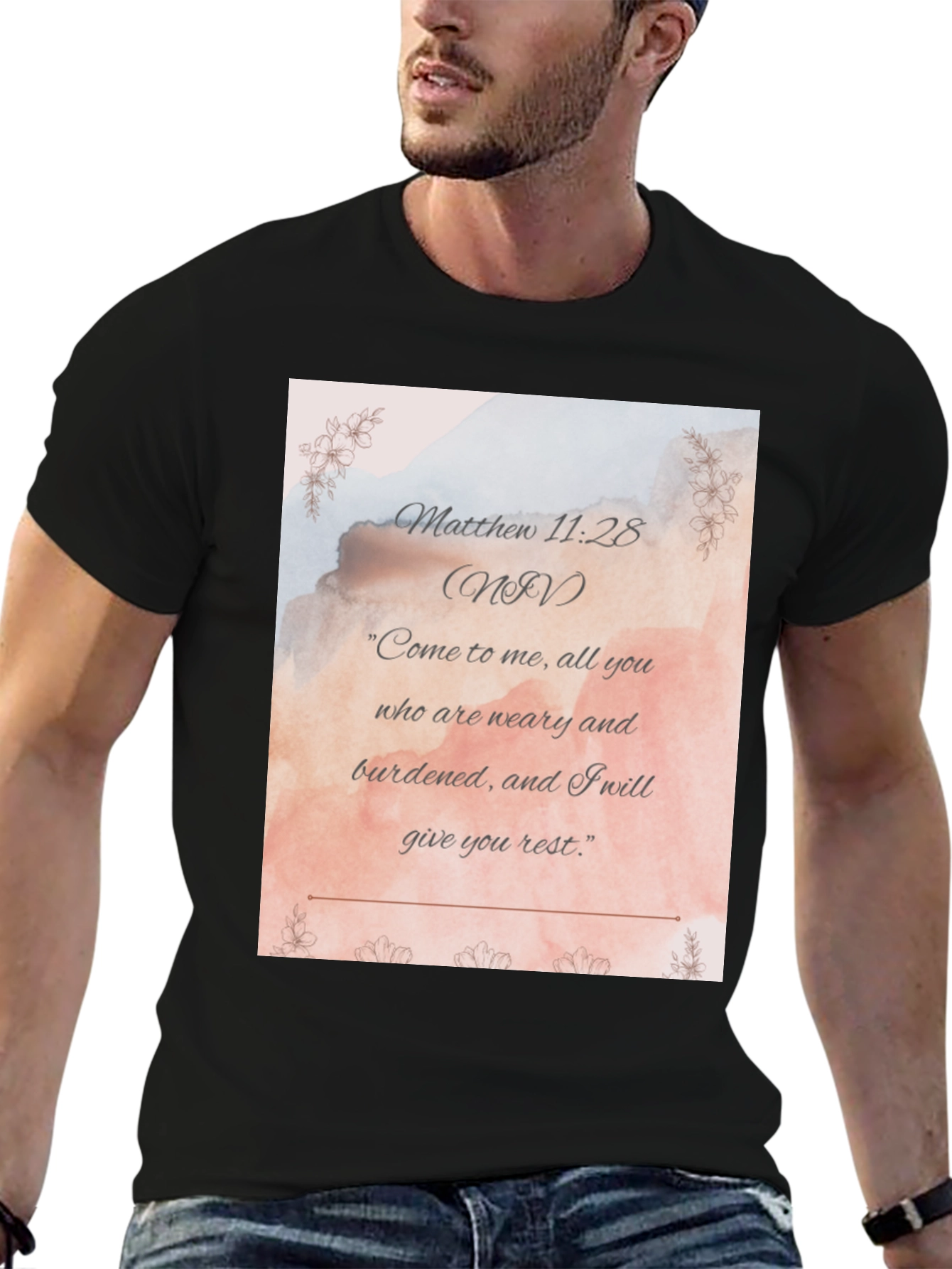 Matthew 11:28 NIV Christian T-Shirt