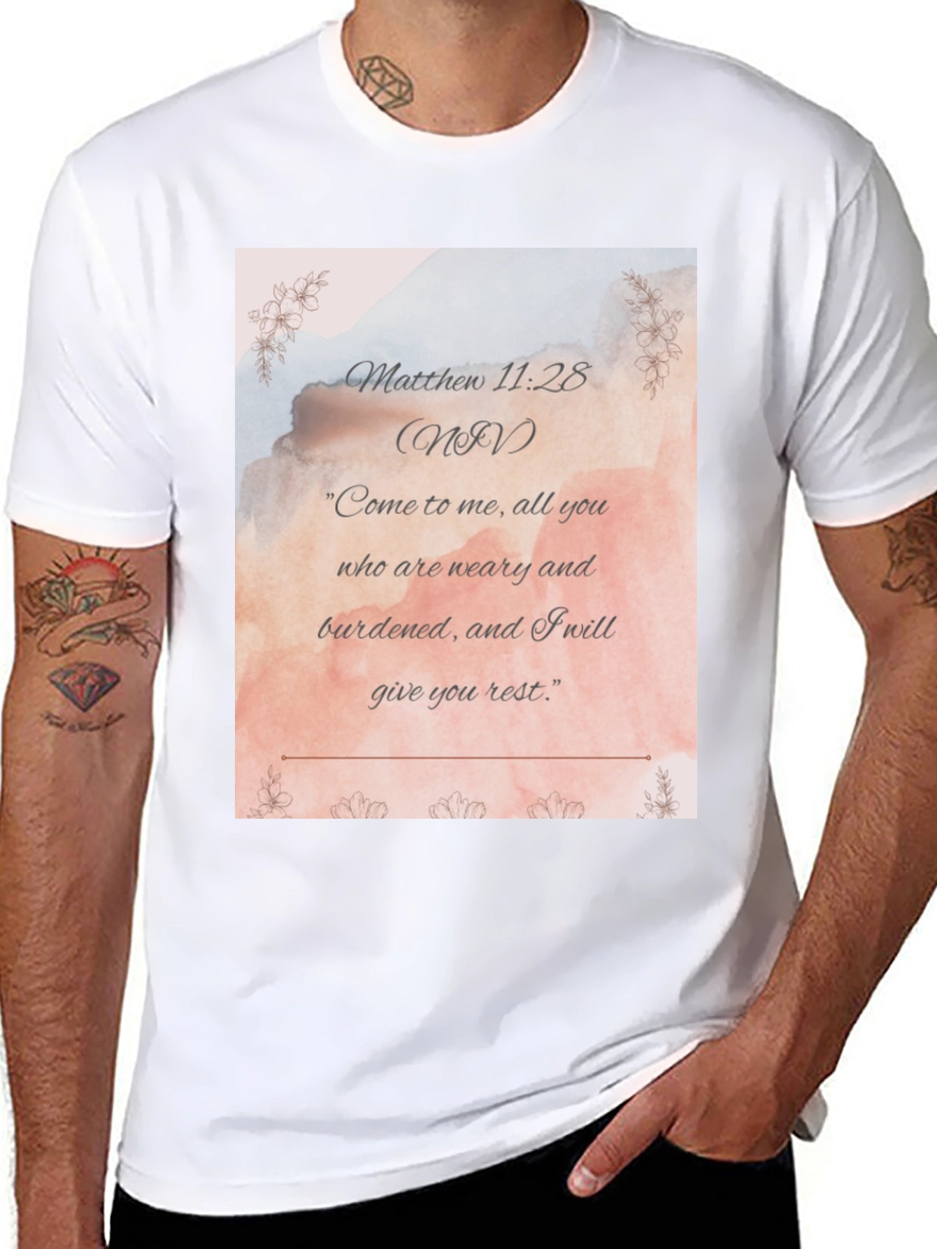 Matthew 11:28 NIV Christian T-Shirt