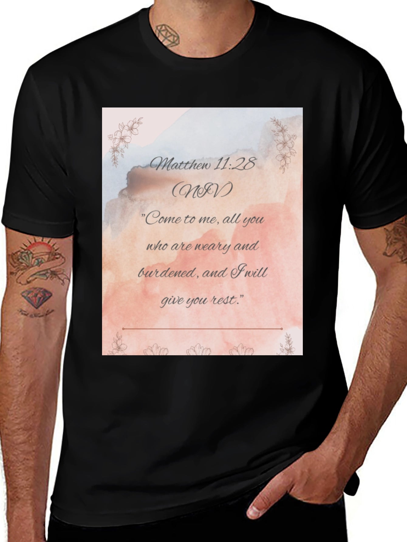 Matthew 11:28 NIV Christian T-Shirt