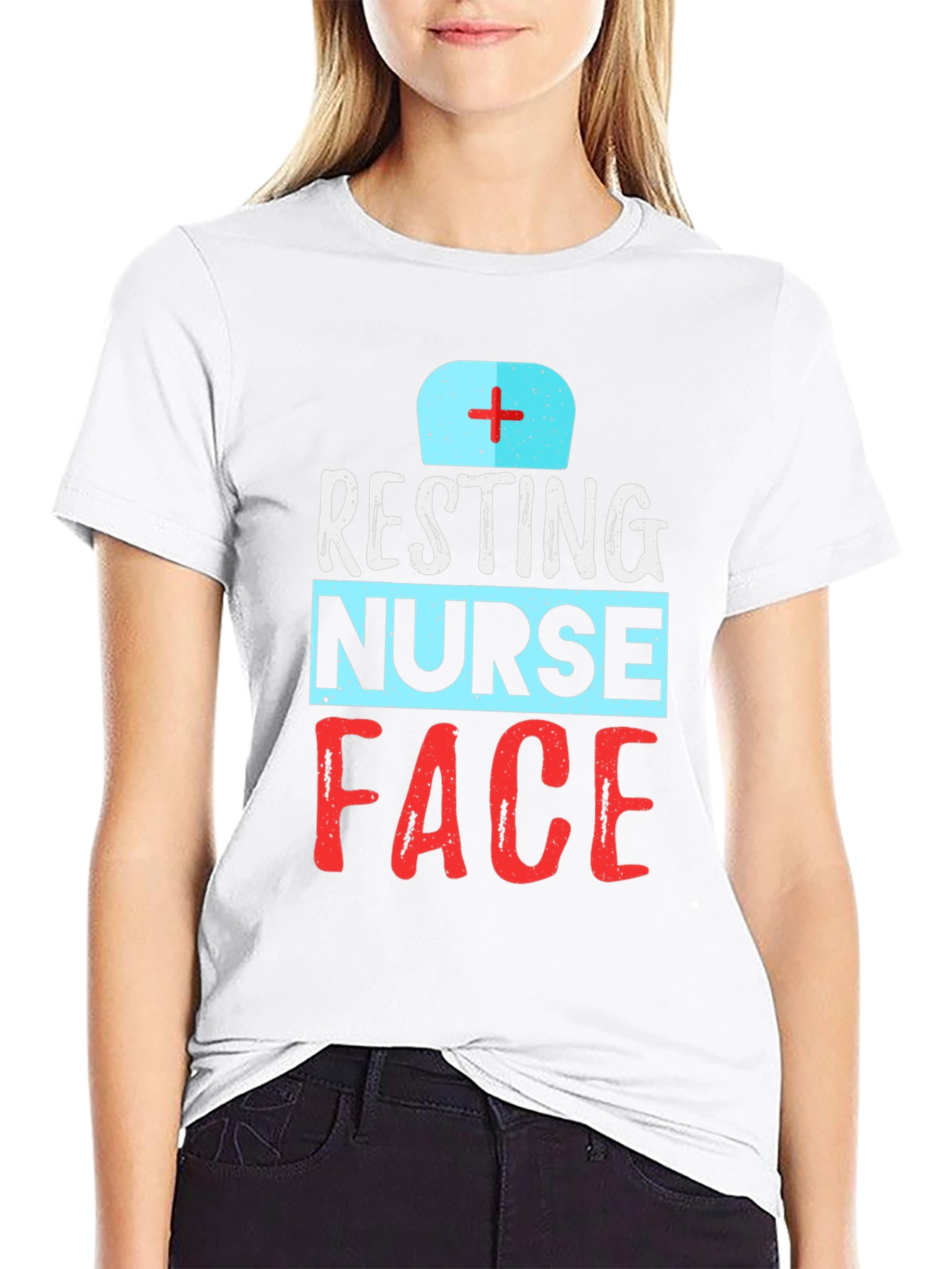 Resting Nurse Face Graphic T-Shirt - Black