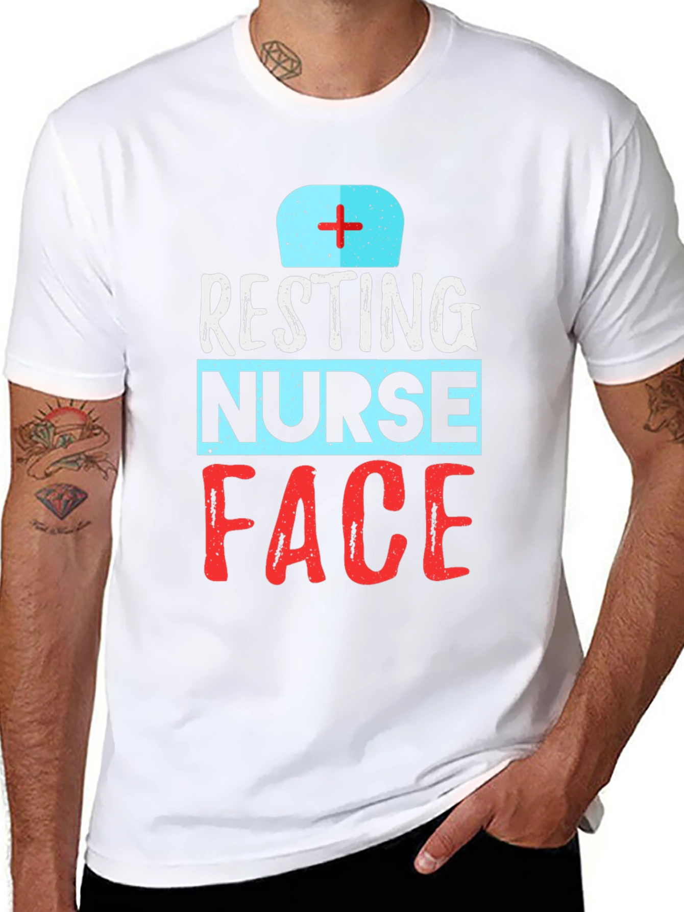 Resting Nurse Face Graphic T-Shirt - Black