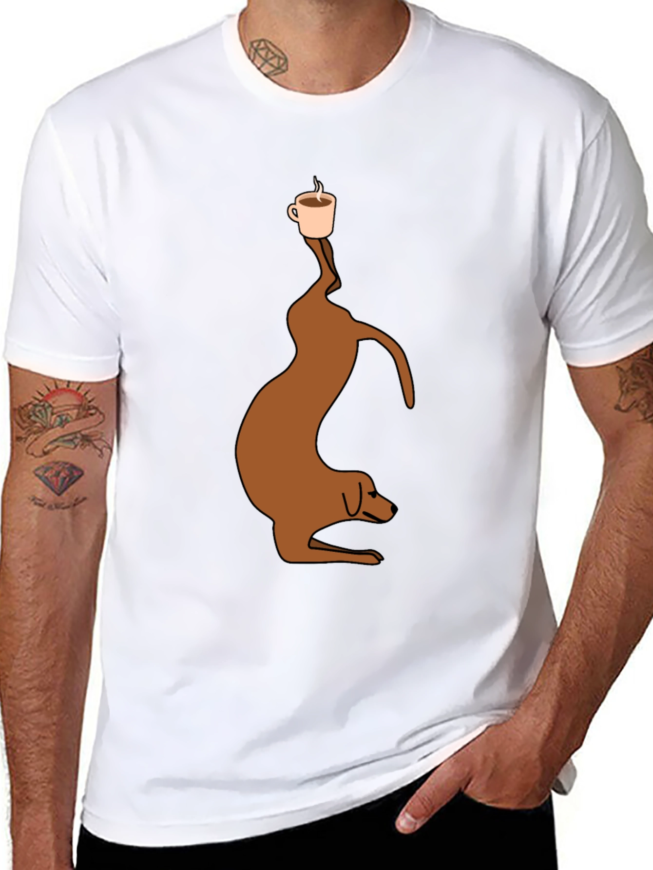 Dog Balancing Coffee T-Shirt