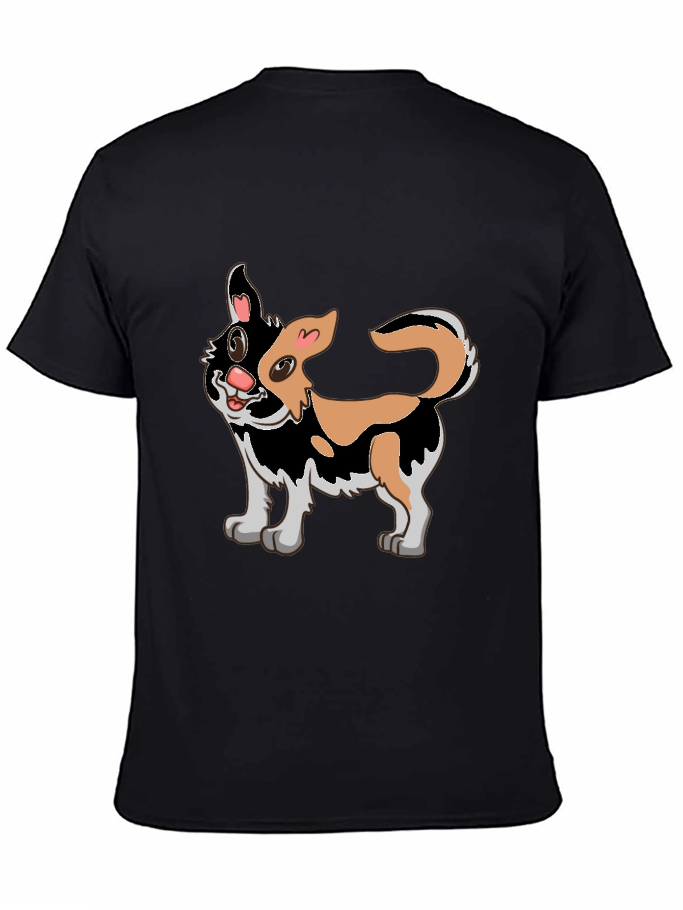 Cartoon Cat Graphic Black T-Shirt