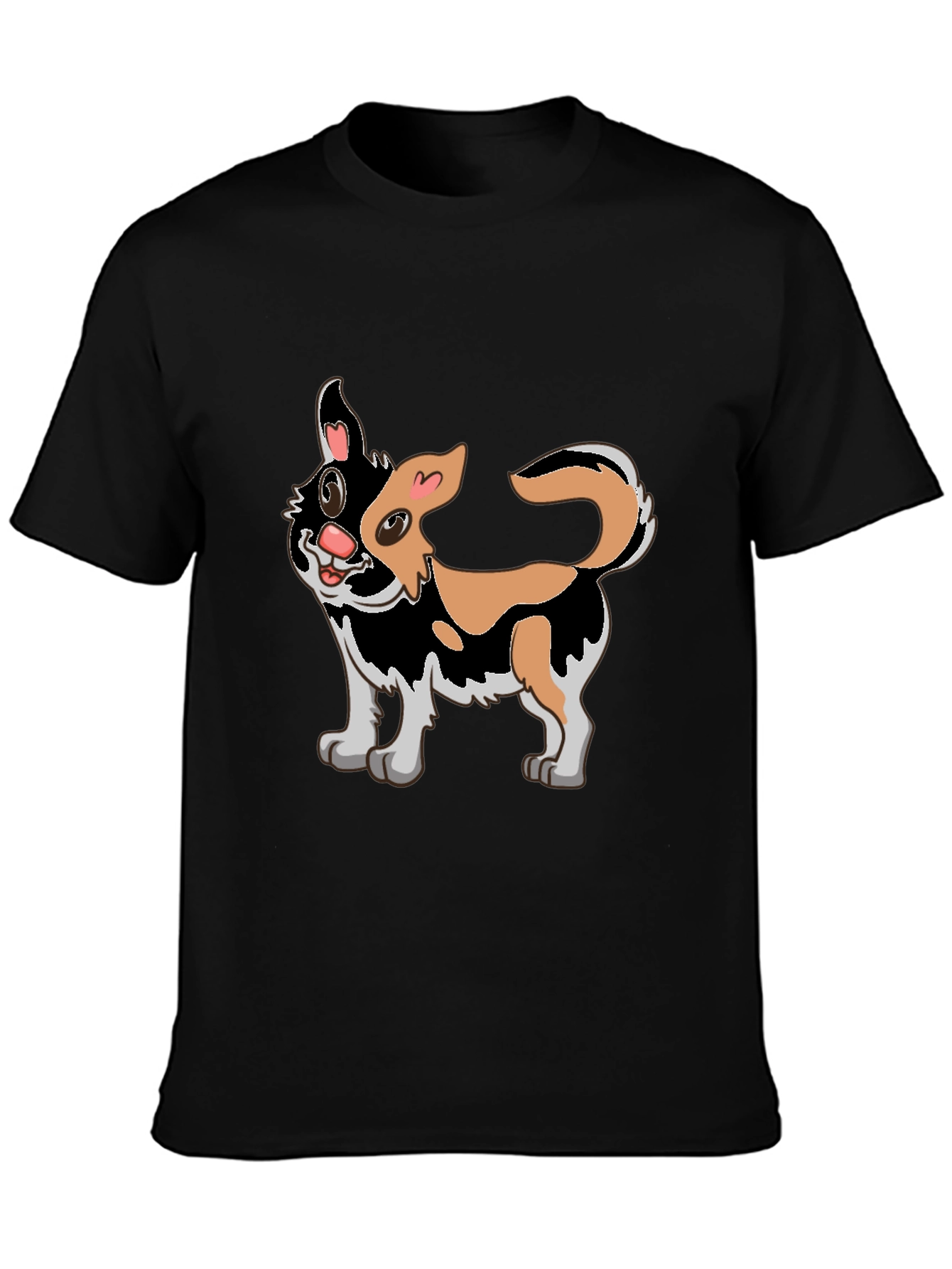 Cartoon Cat Graphic Black T-Shirt