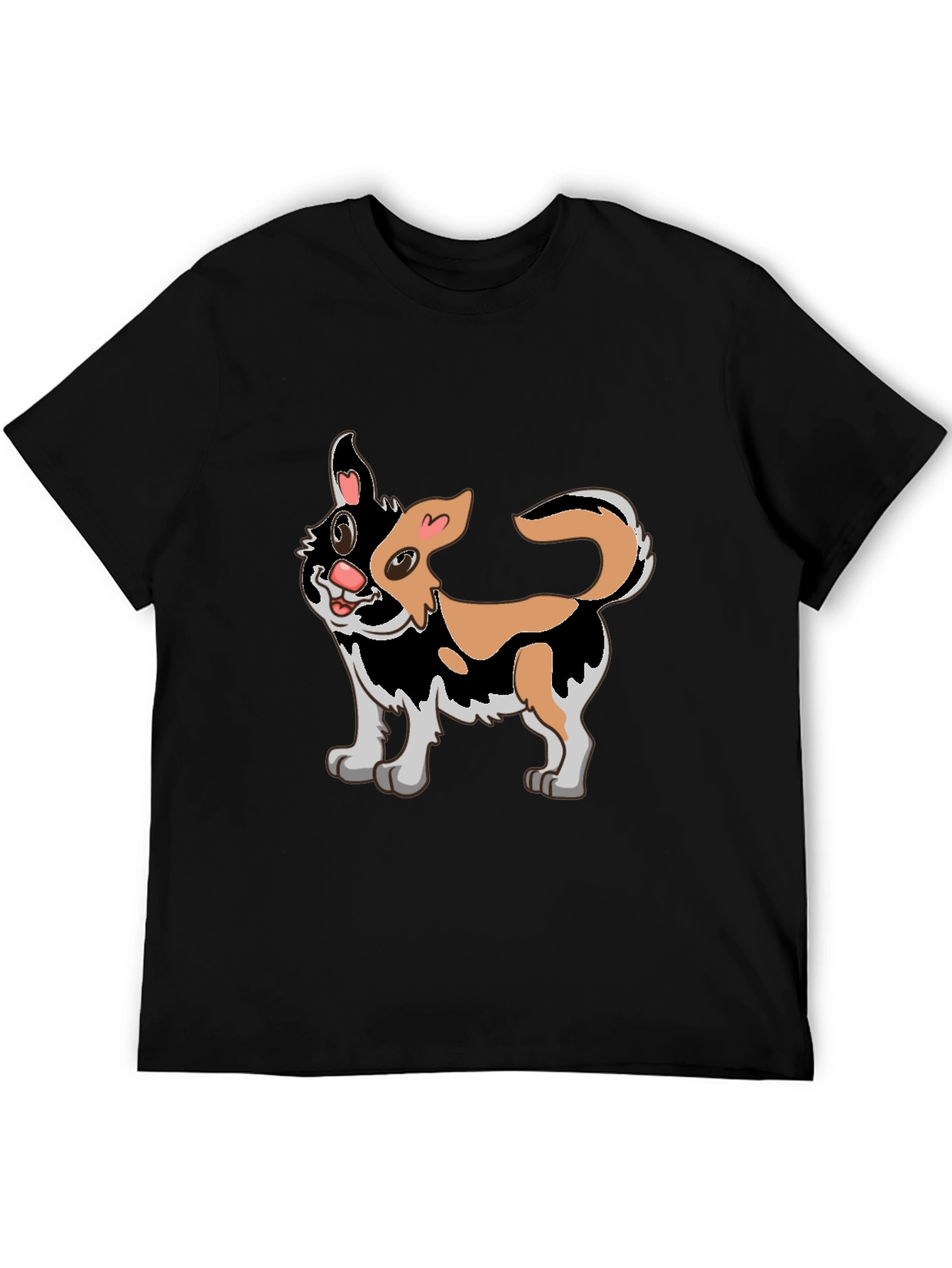 Cartoon Cat Graphic Black T-Shirt