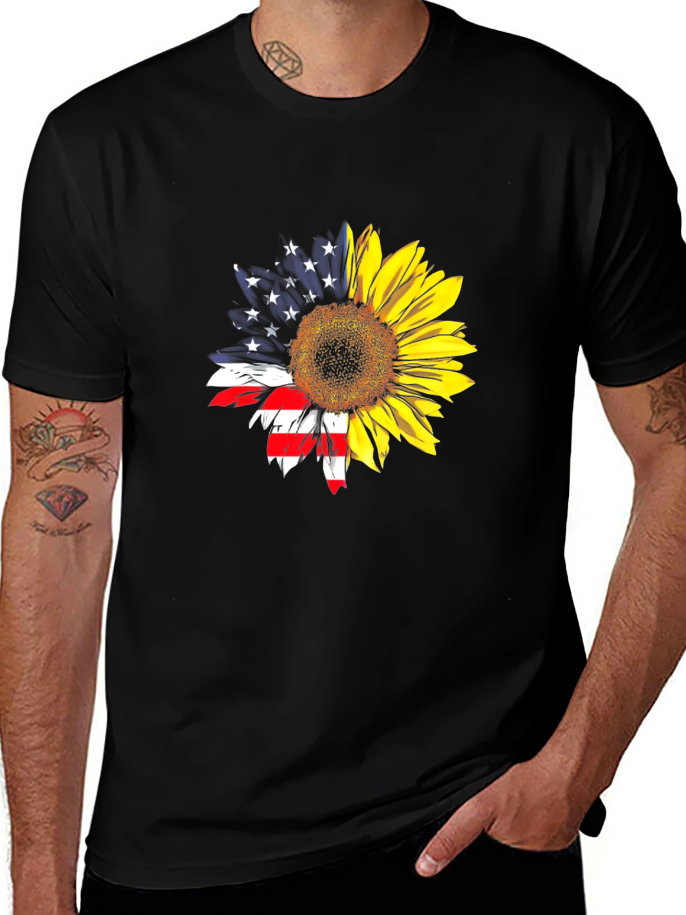 Sunflower American Flag Patriotic Graphic Tee