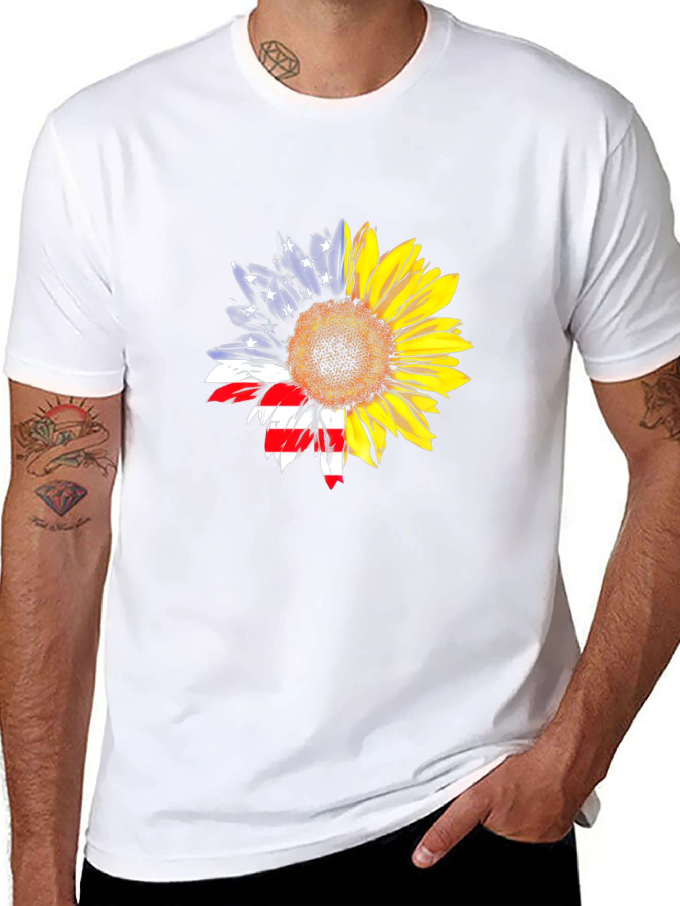 Sunflower American Flag Patriotic Graphic Tee