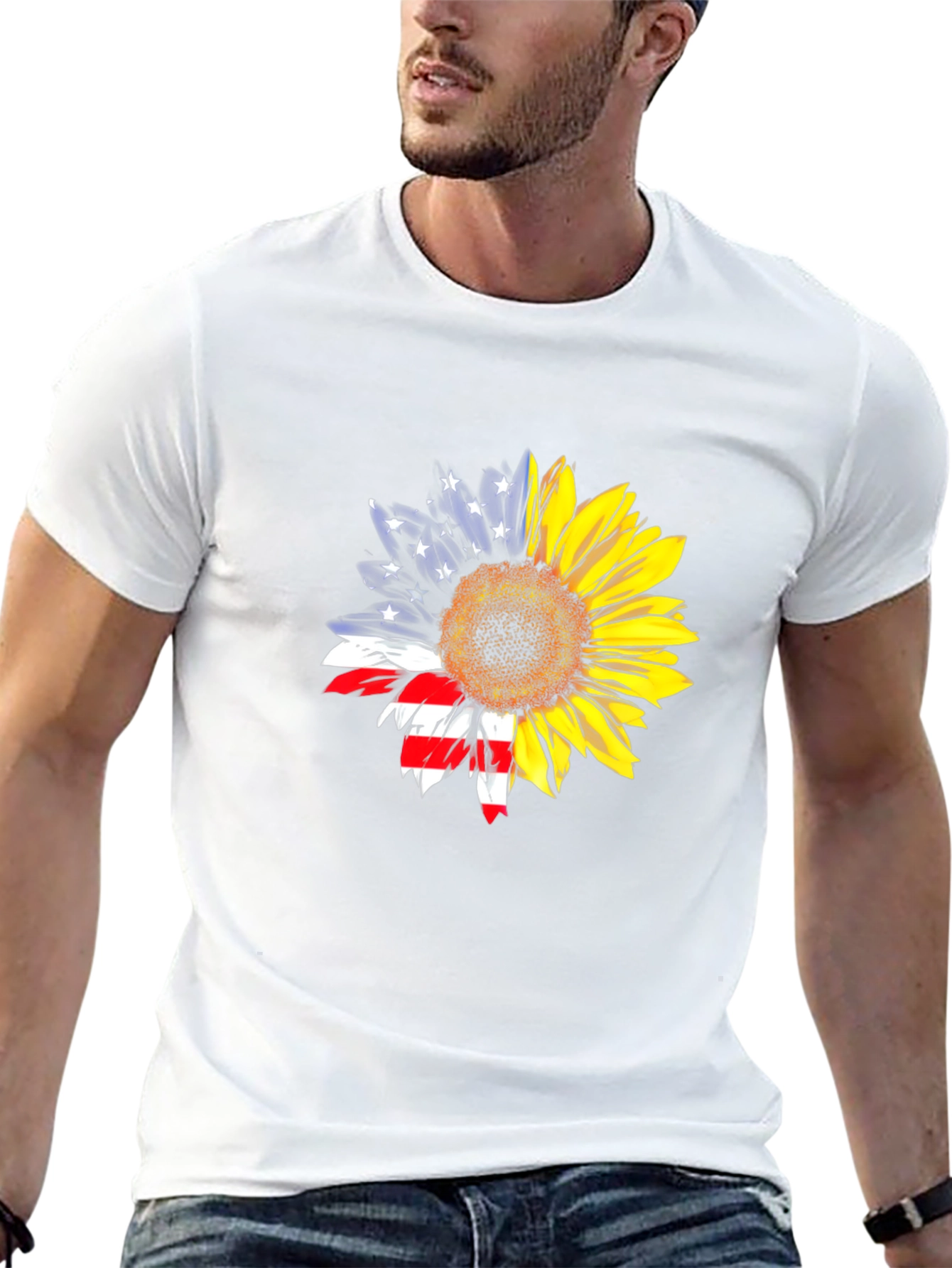 Sunflower American Flag Patriotic Graphic Tee