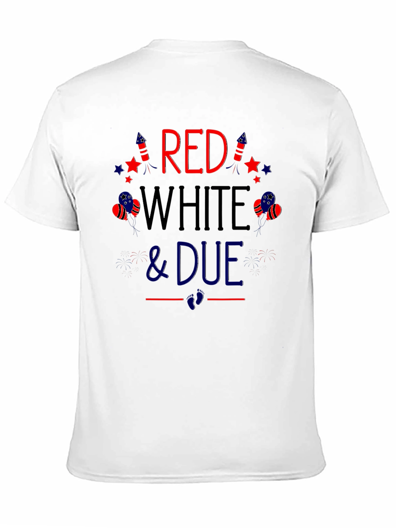 Red White and Due Pregnancy Announcement T-Shirt