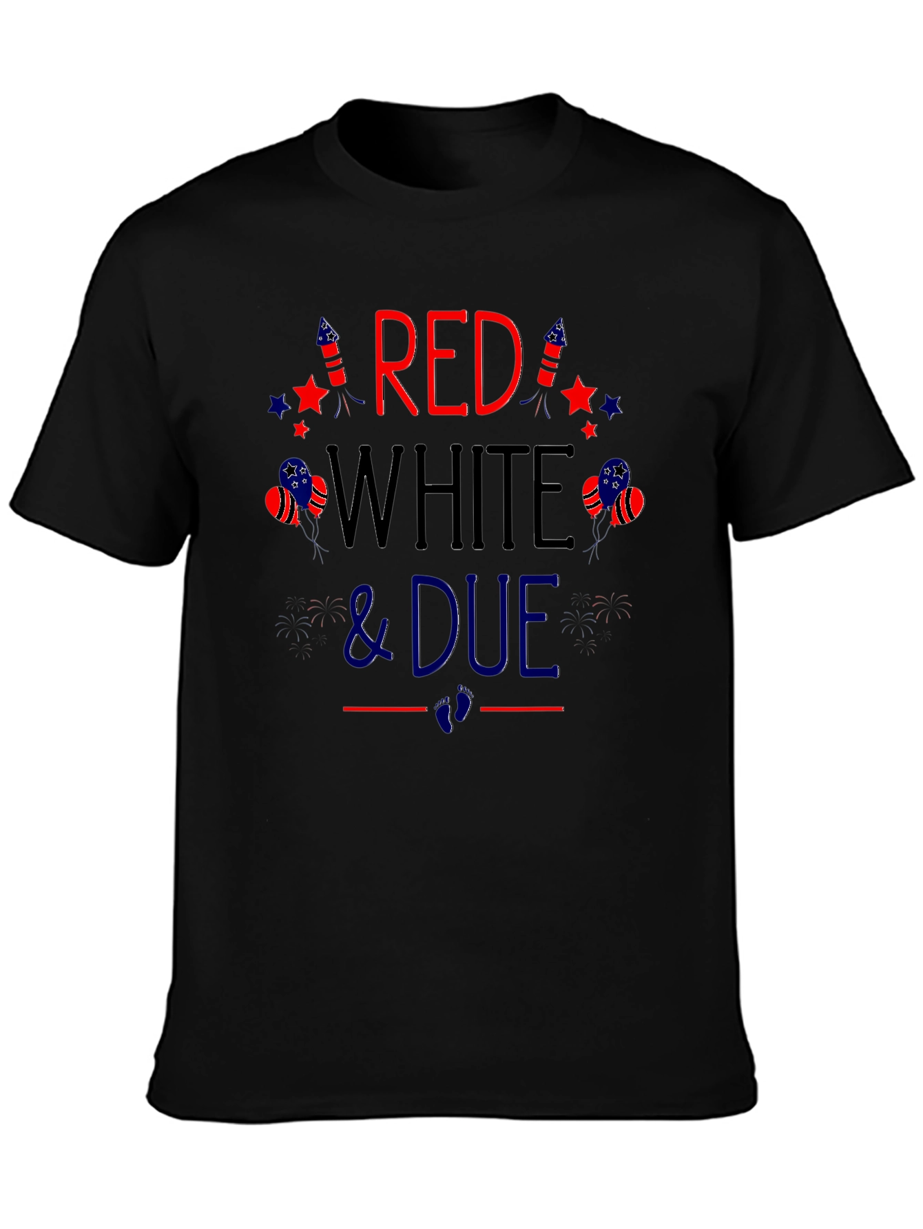 Red White and Due Pregnancy Announcement T-Shirt