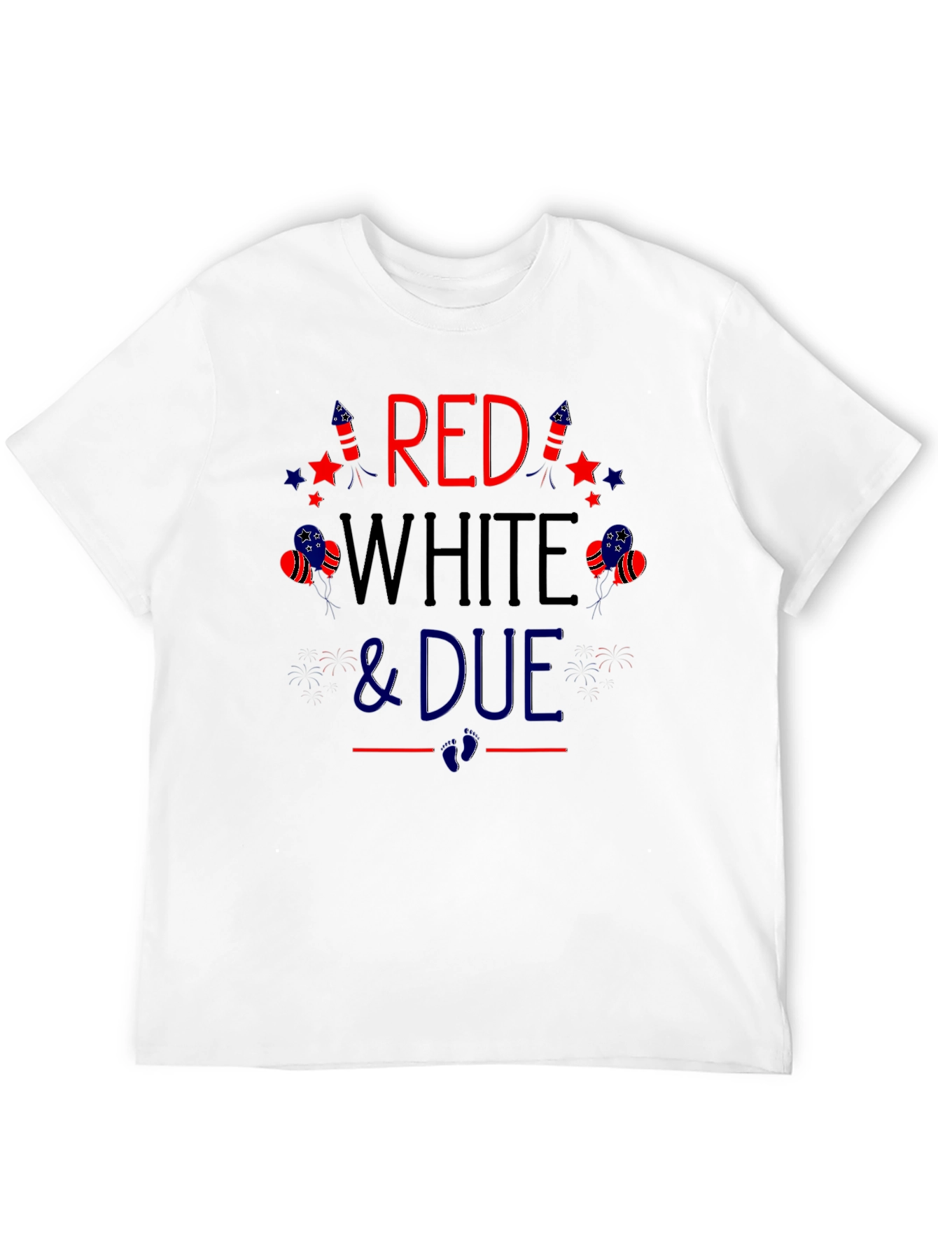 Red White and Due Pregnancy Announcement T-Shirt