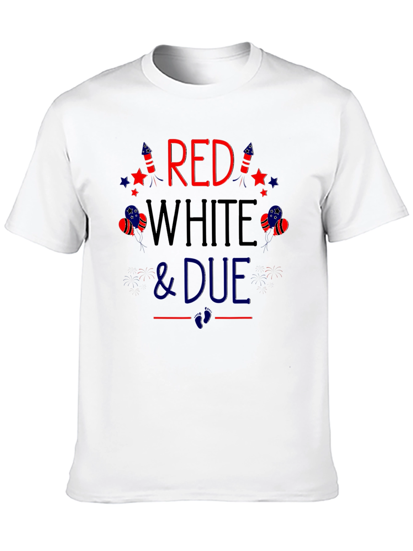 Red White and Due Pregnancy Announcement T-Shirt