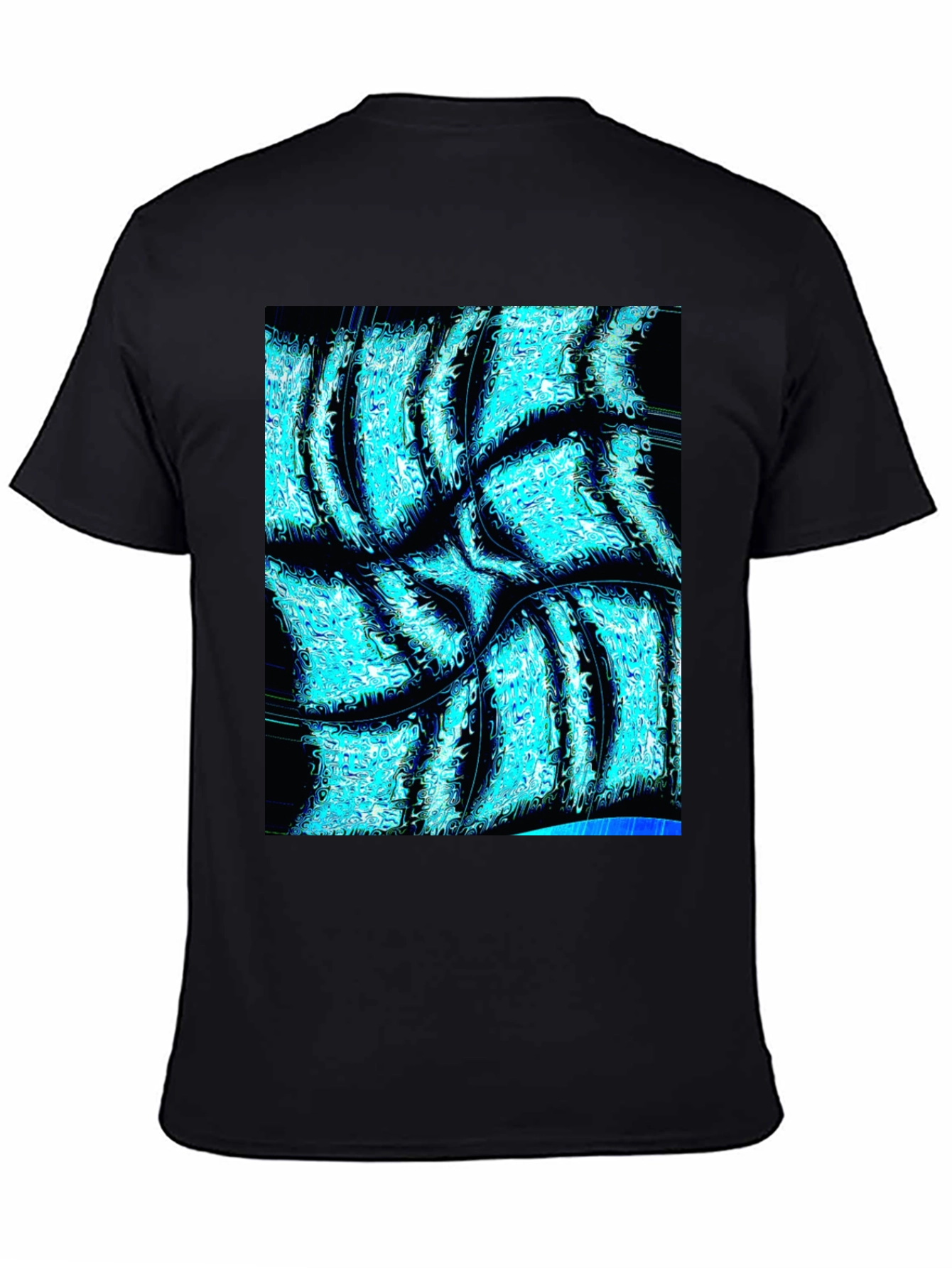 Abstract Aqua Print Black T-Shirt