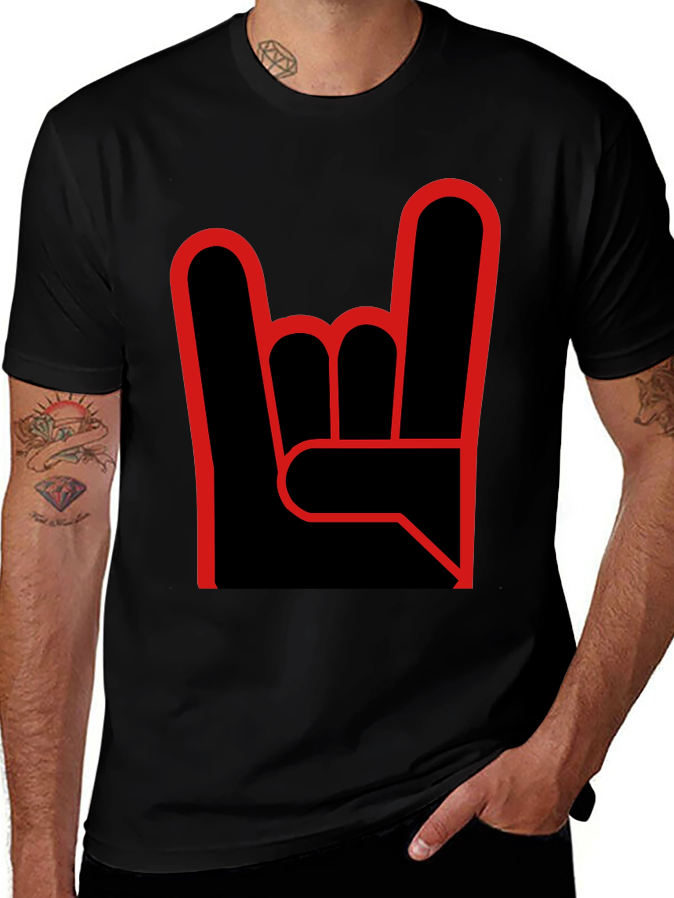 Rock On Graphic Tee - Black Cotton T-Shirt