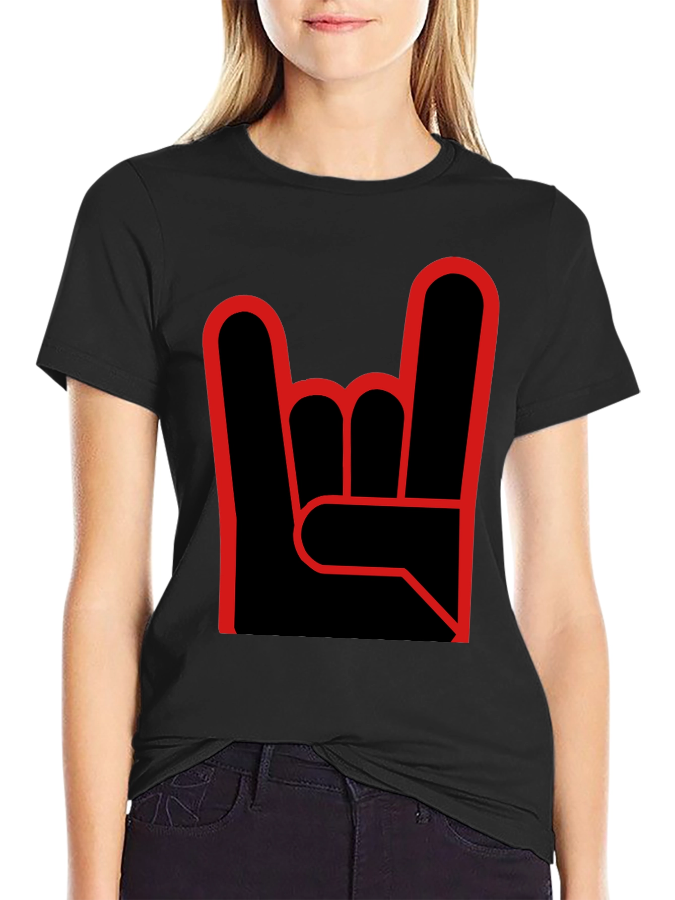 Rock On Graphic Tee - Black Cotton T-Shirt