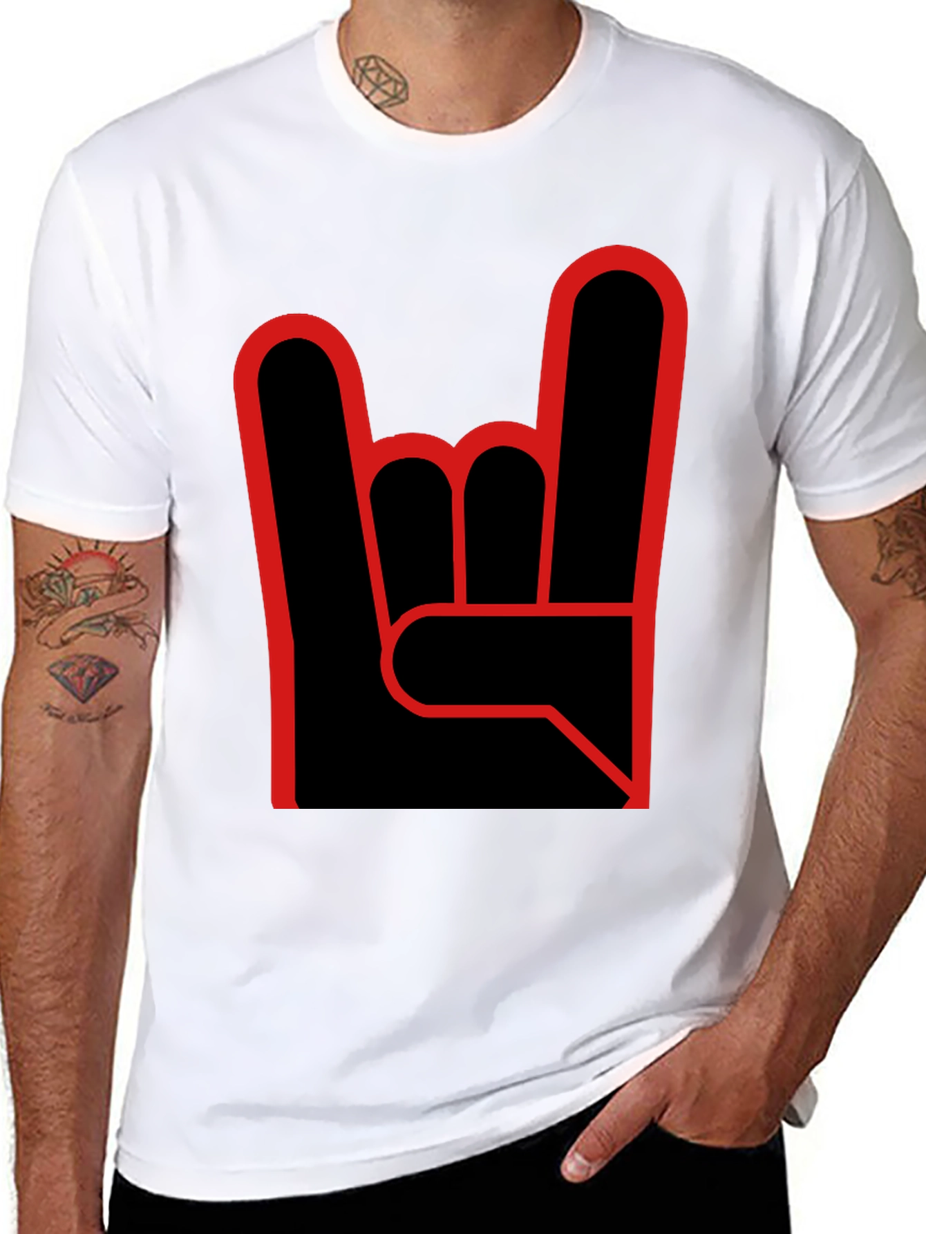 Rock On Graphic Tee - Black Cotton T-Shirt