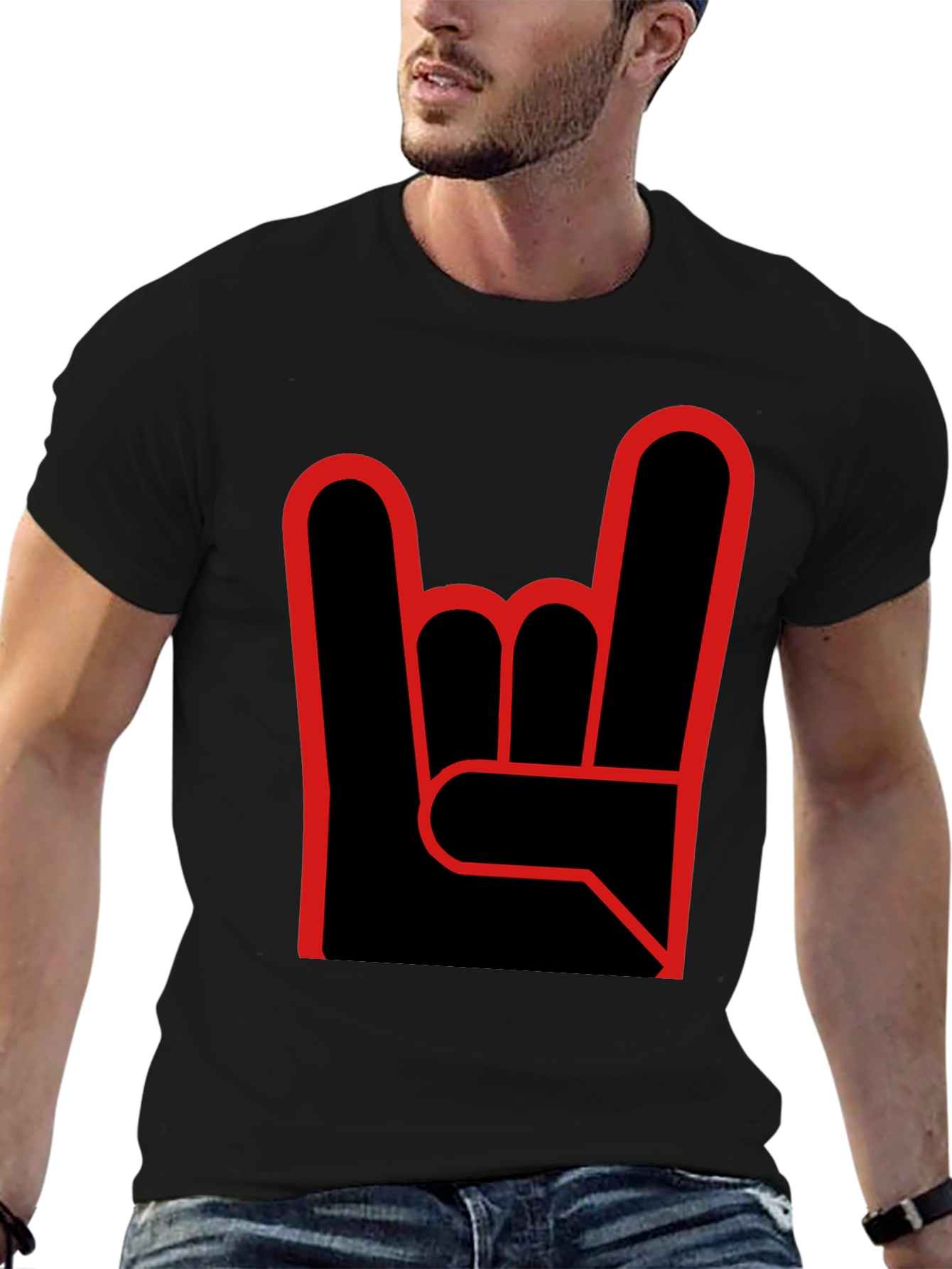 Rock On Graphic Tee - Black Cotton T-Shirt