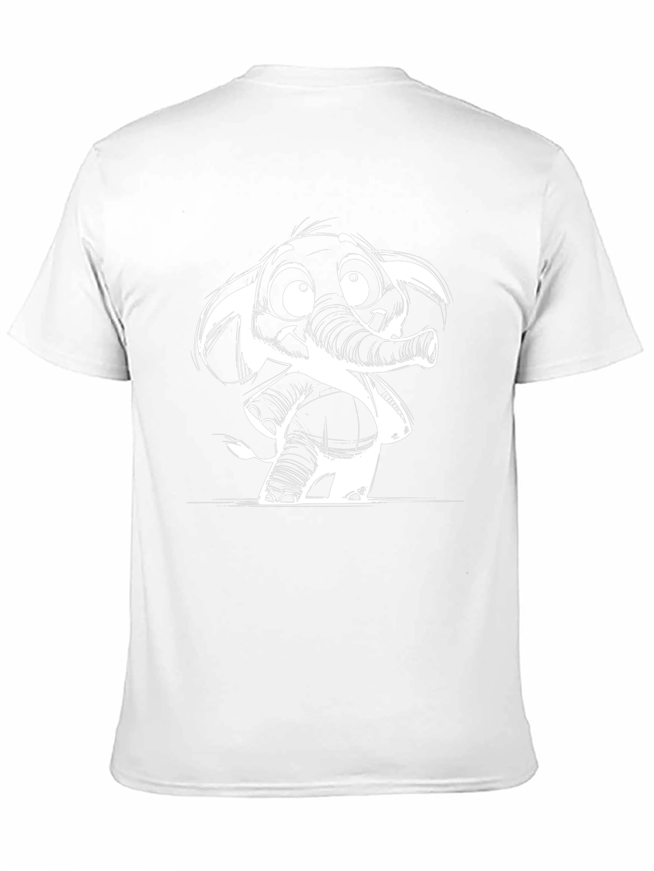 Cartoon Elephant Graphic Tee - Black Cotton Casual T-Shirt