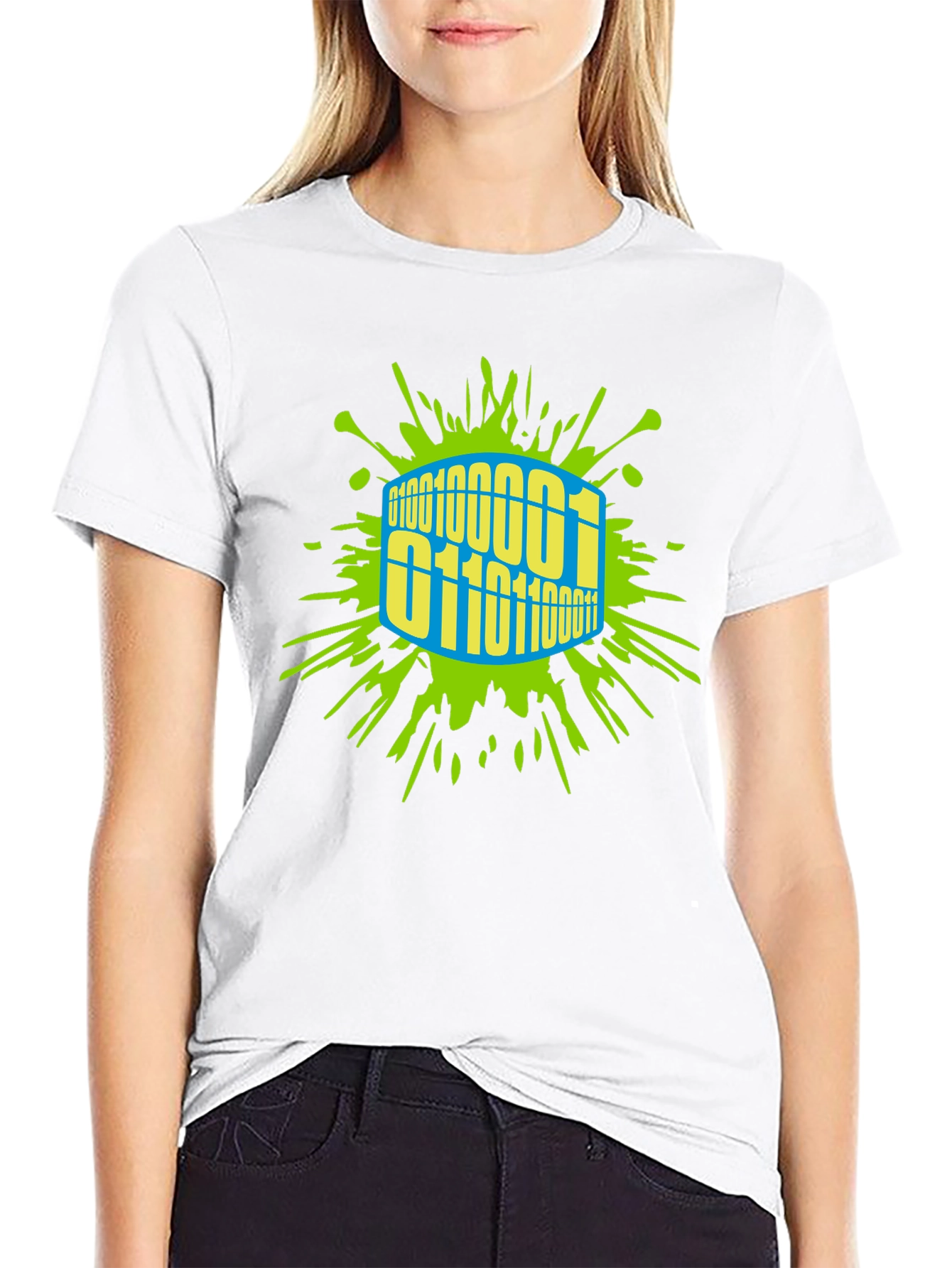 Binary Code Splash T-Shirt - Unique Graphic Tee