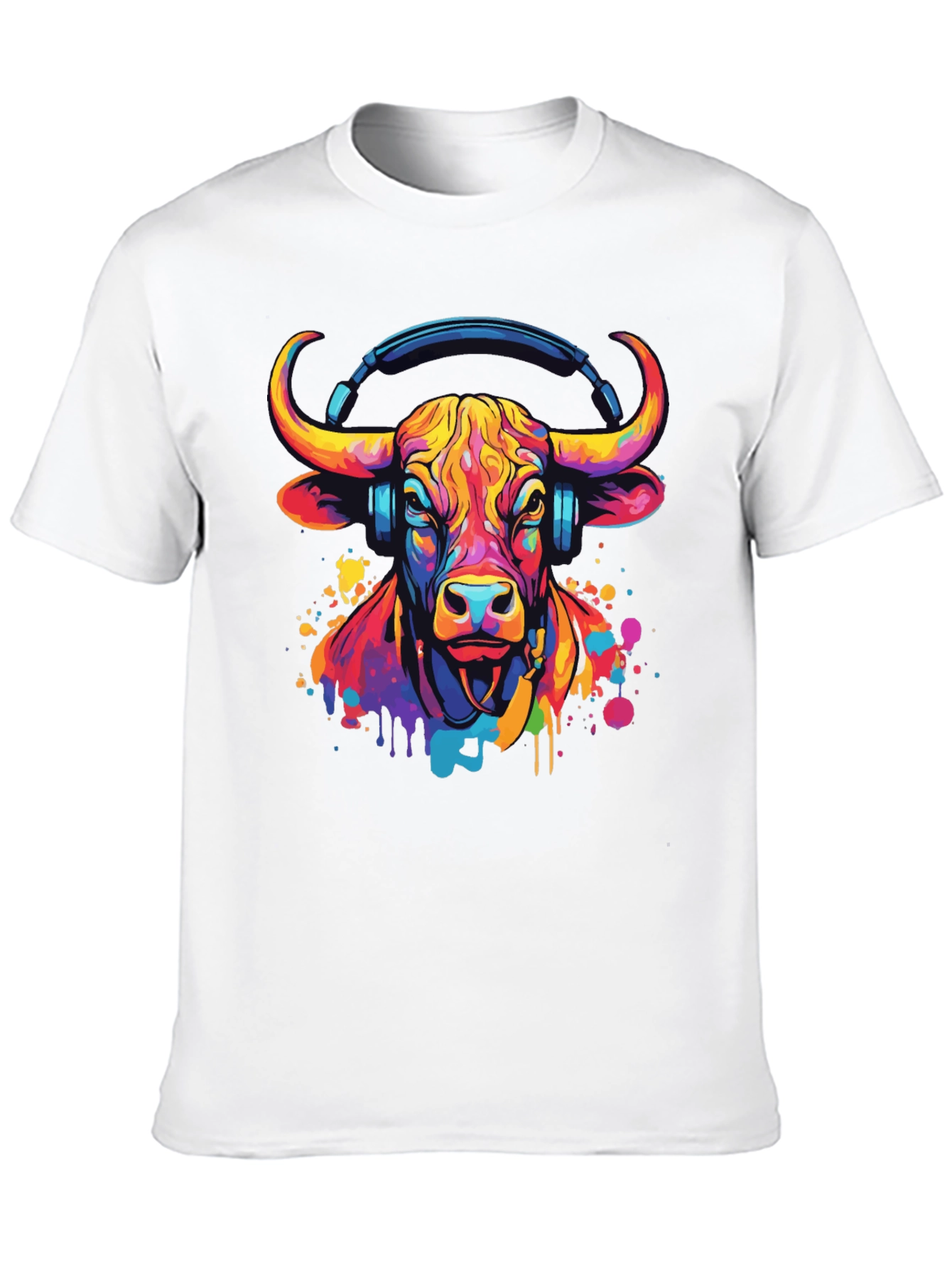 Cool Bull with Headphones Graphic Tee
