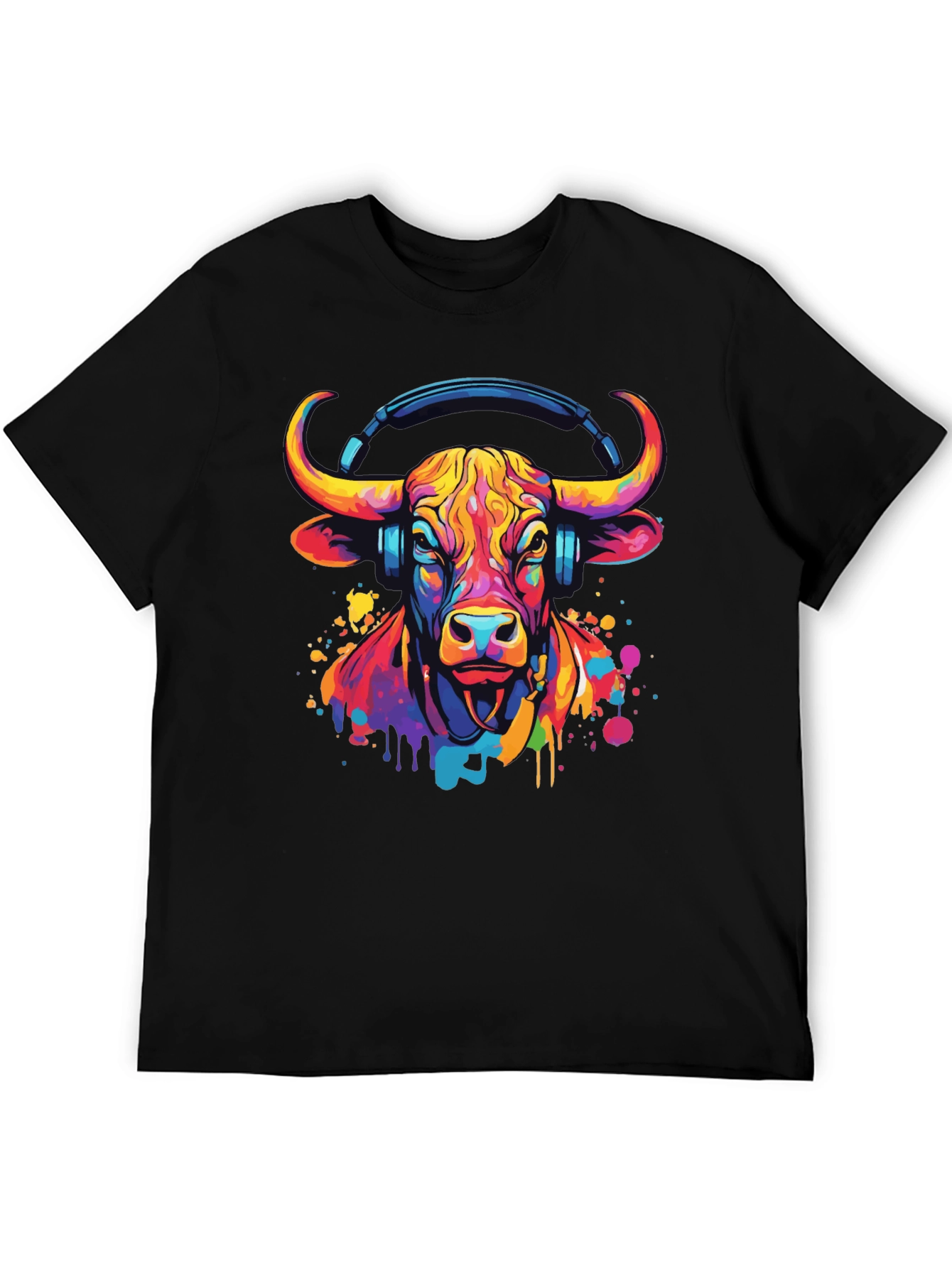 Cool Bull with Headphones Graphic Tee