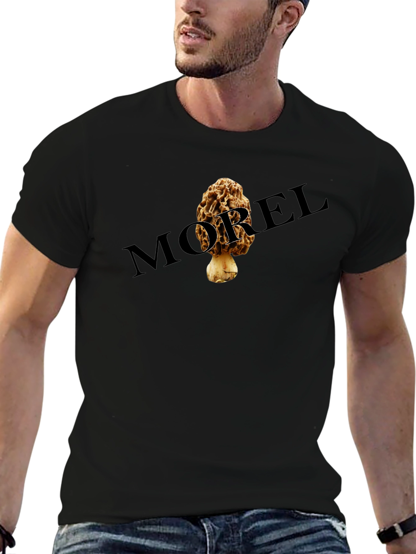 Morel Mushroom Graphic Tee - Black Unisex T-Shirt