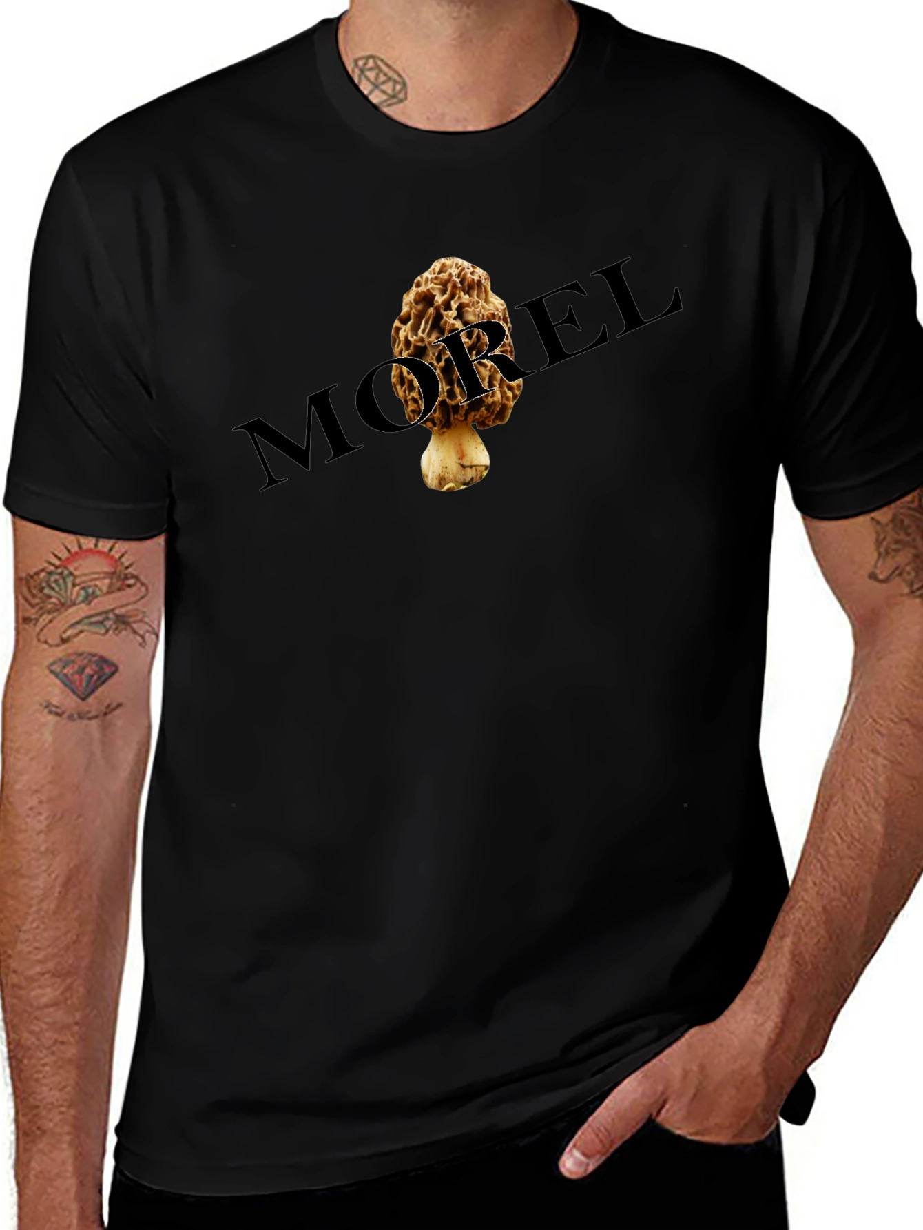 Morel Mushroom Graphic Tee - Black Unisex T-Shirt