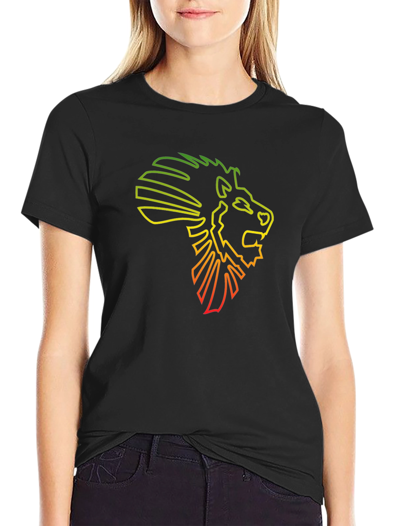 Rasta Lion Head Outline Tee