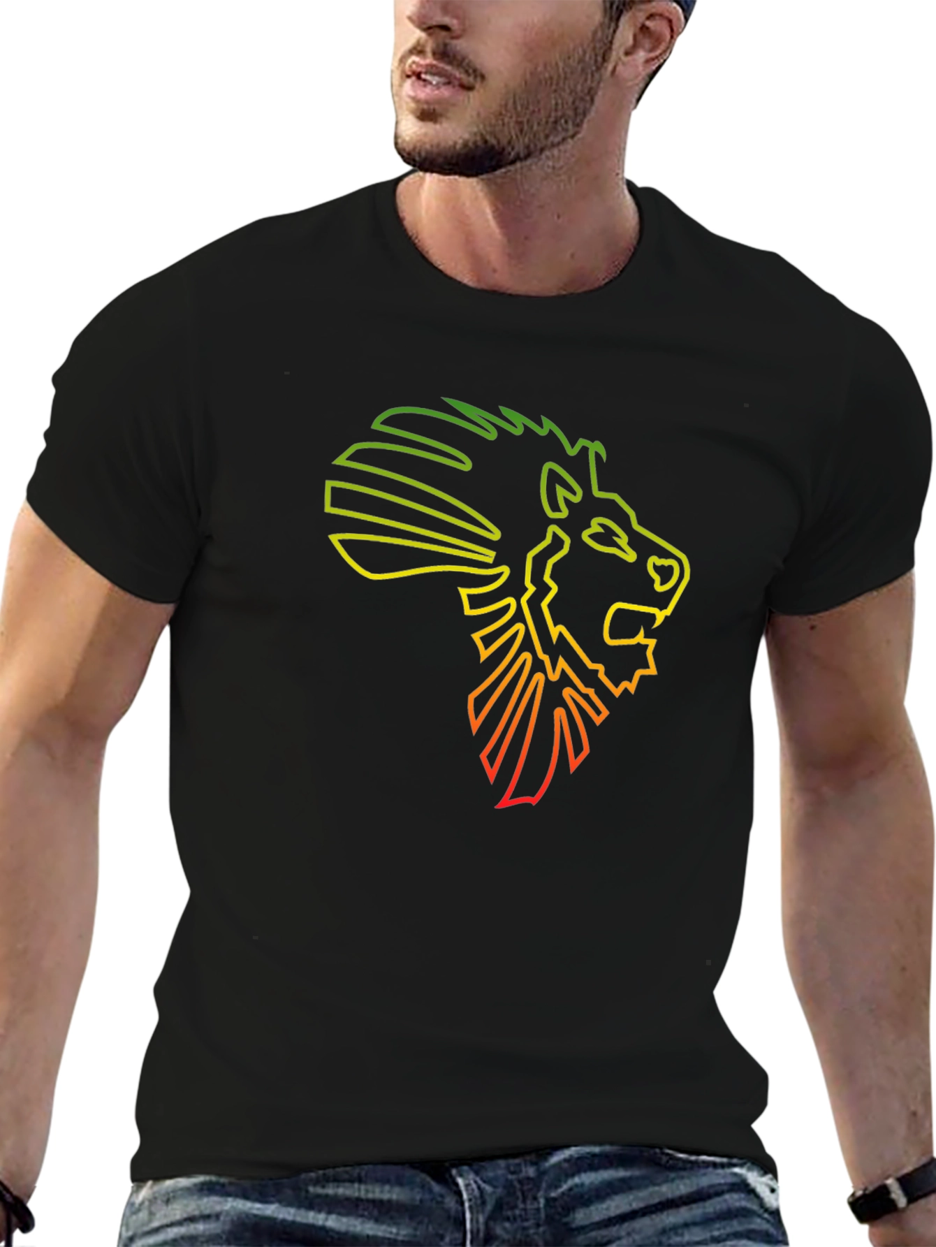 Rasta Lion Head Outline Tee