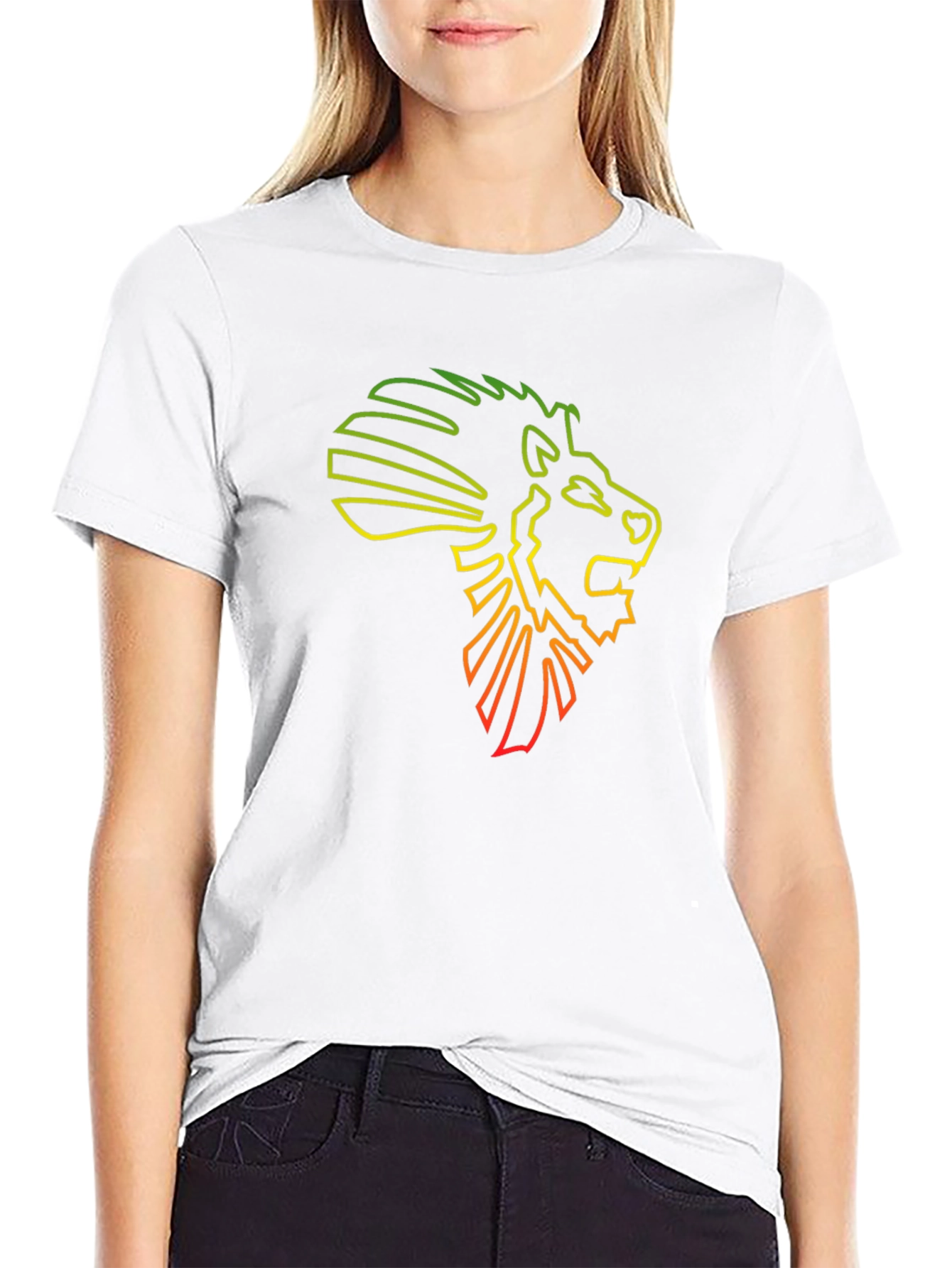 Rasta Lion Head Outline Tee