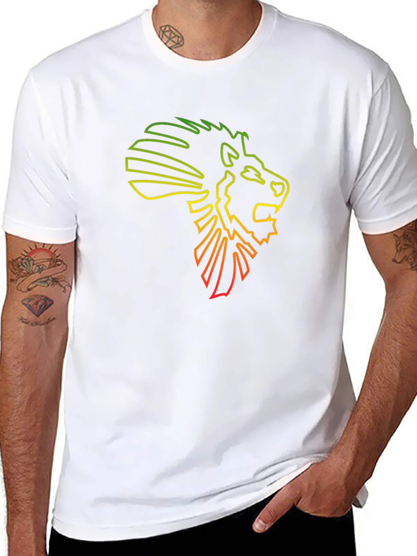 Rasta Lion Head Outline Tee