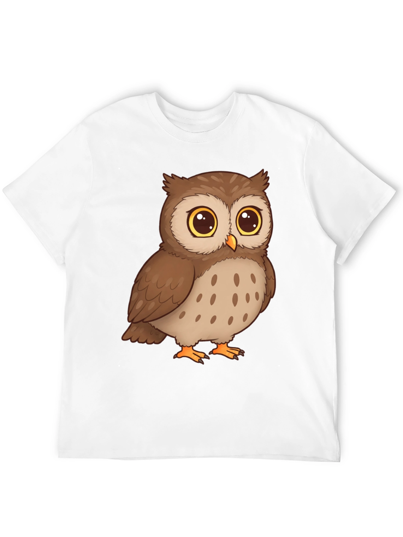 Owl Cartoon Graphic Tee - Black Cotton T-Shirt