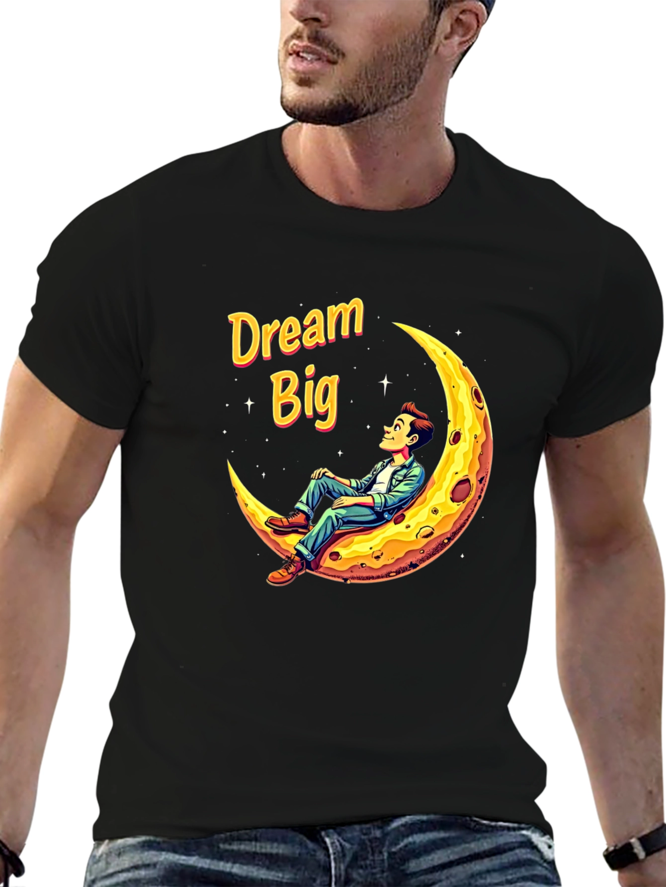 Dream Big T-Shirt Man on the Moon Graphic Tee