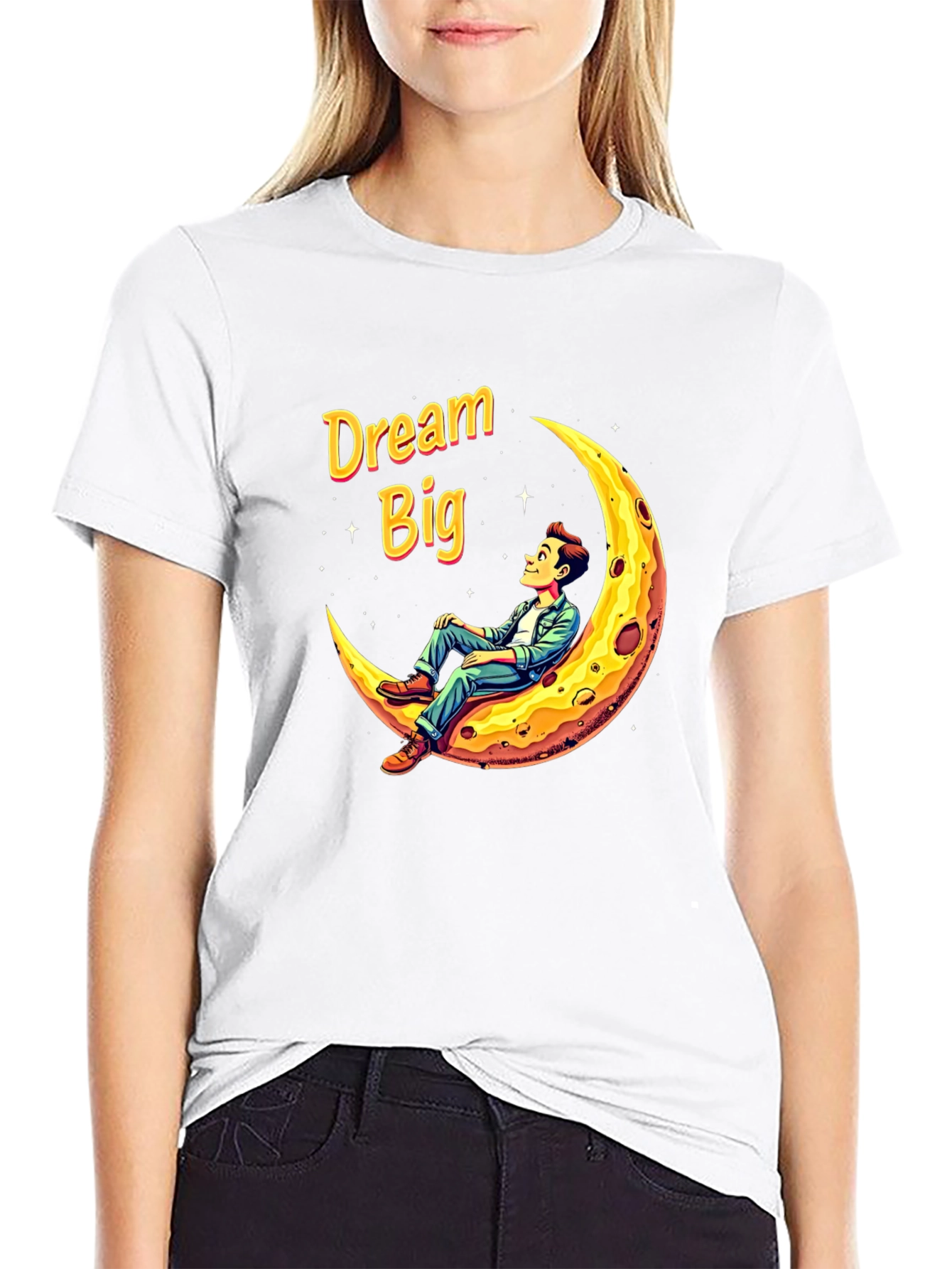 Dream Big T-Shirt Man on the Moon Graphic Tee