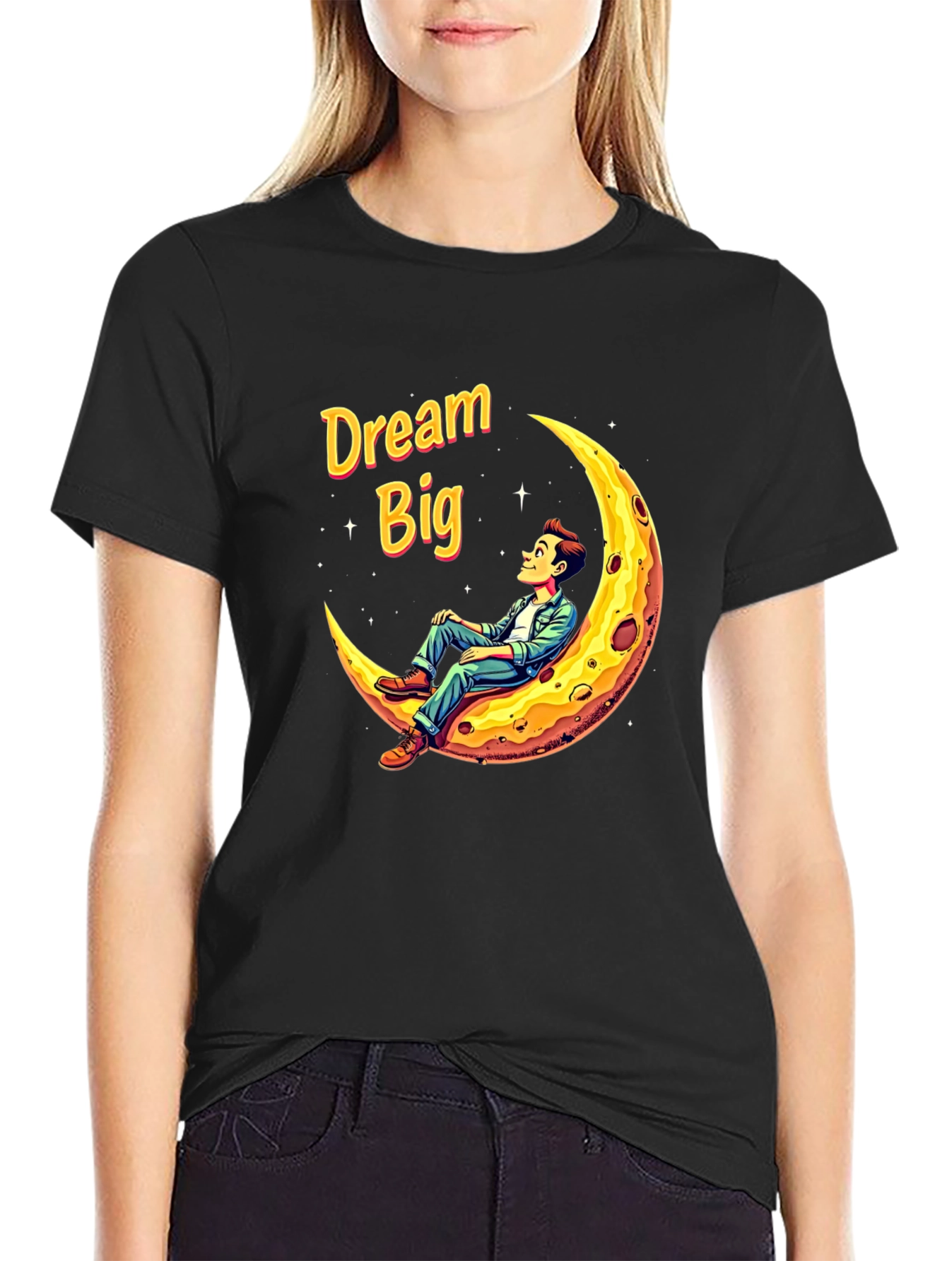 Dream Big T-Shirt Man on the Moon Graphic Tee