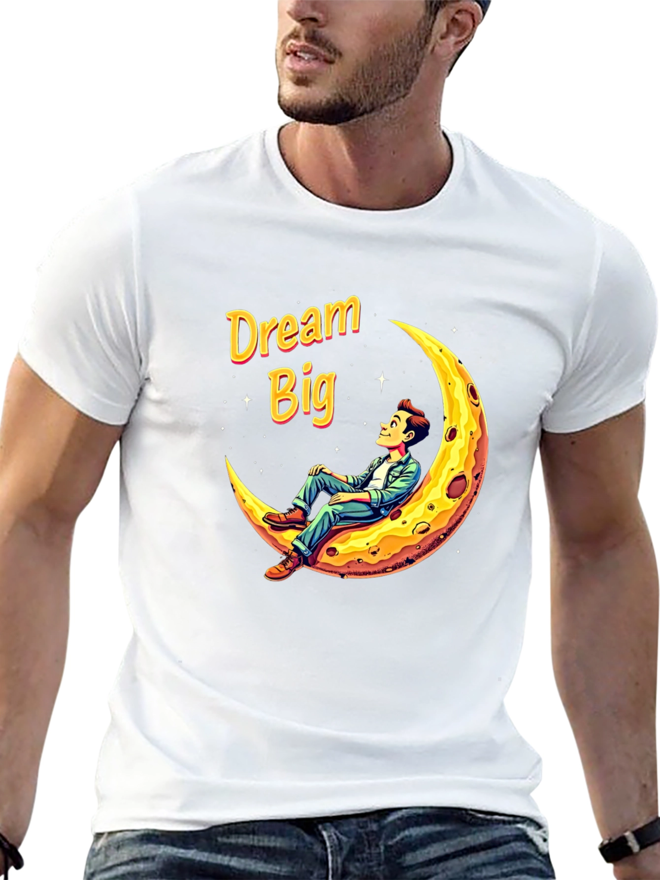 Dream Big T-Shirt Man on the Moon Graphic Tee