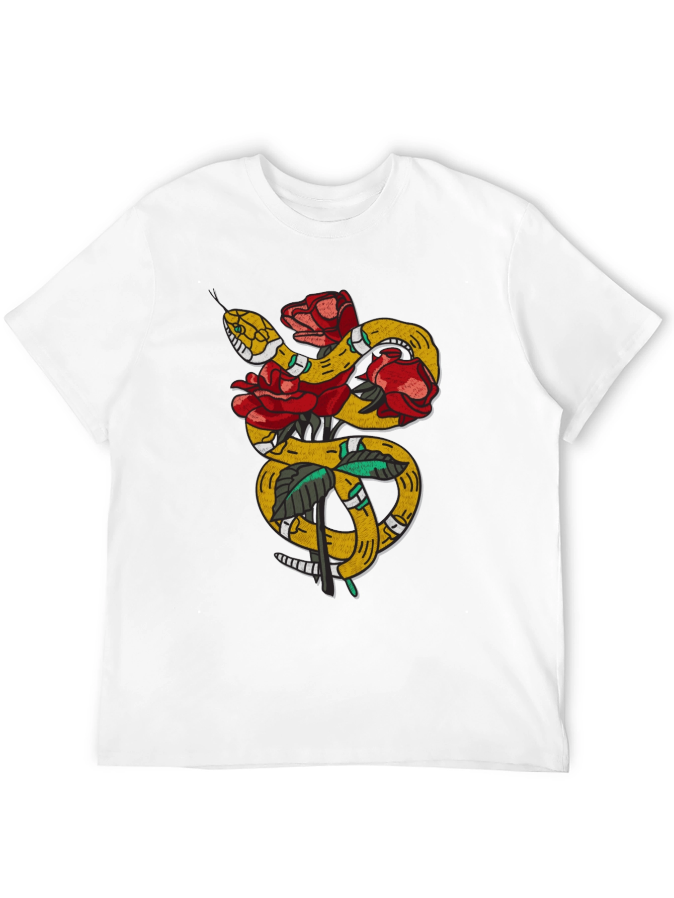 Snake & Roses Graphic Tee - Black