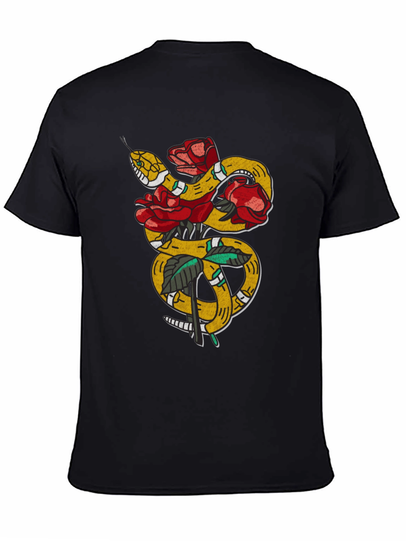 Snake & Roses Graphic Tee - Black