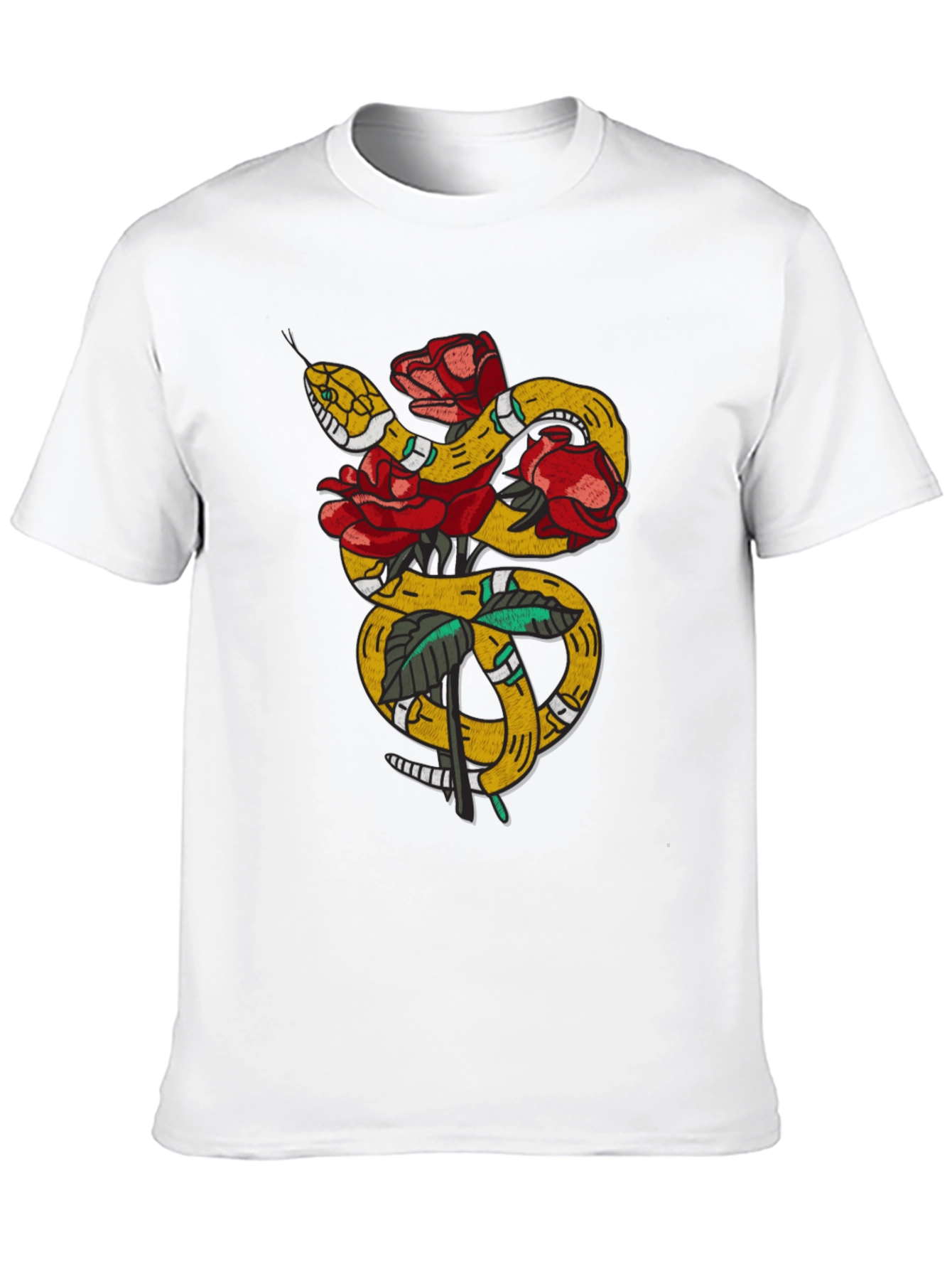 Snake & Roses Graphic Tee - Black