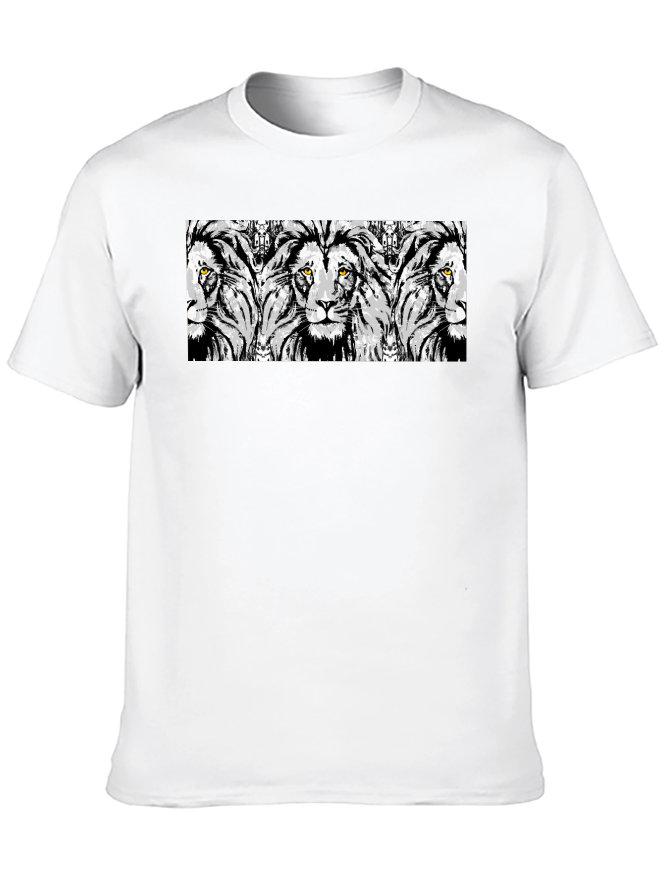 Lion Print Graphic Tee - Stylish Mens Black T-Shirt