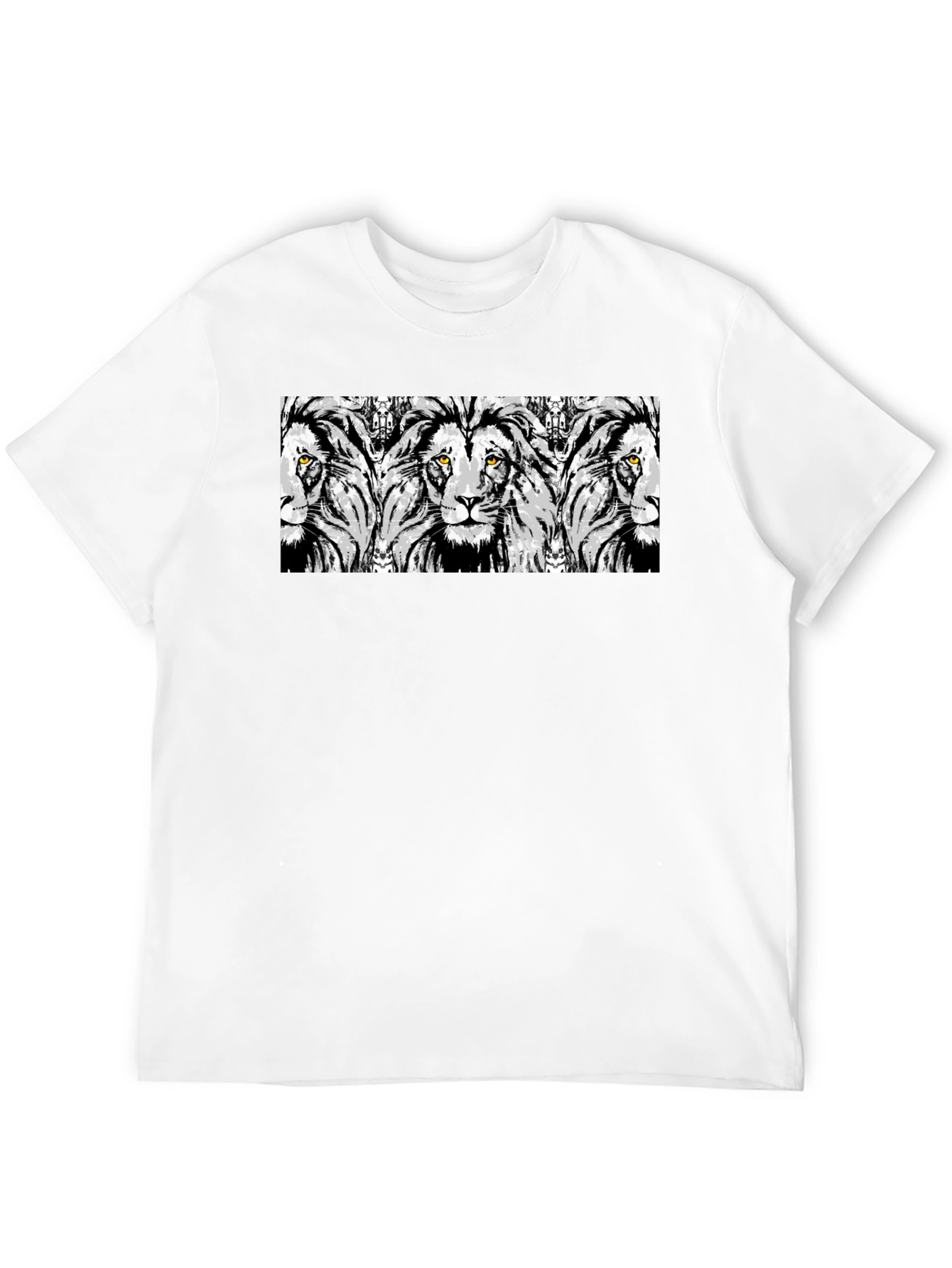 Lion Print Graphic Tee - Stylish Mens Black T-Shirt