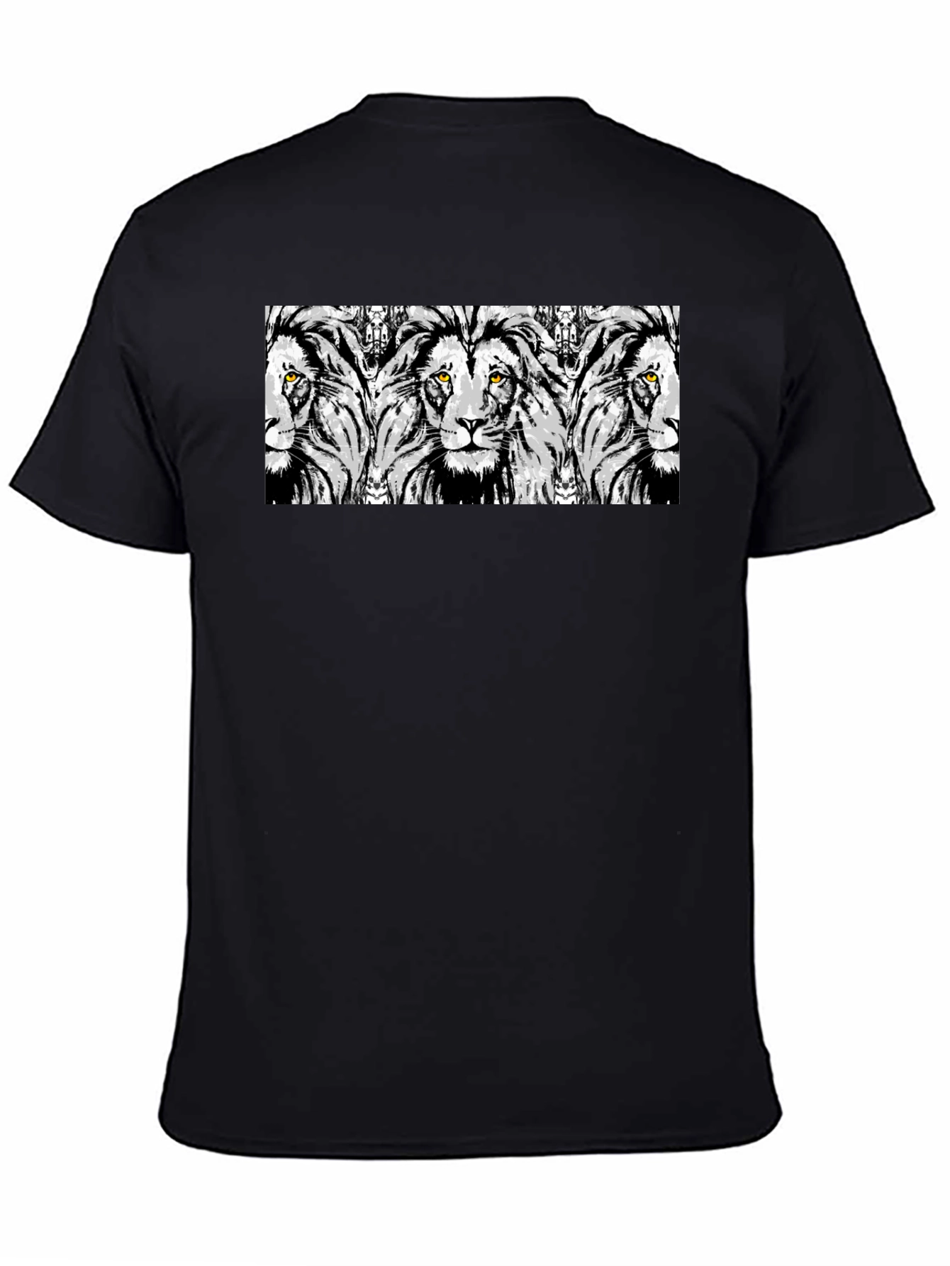 Lion Print Graphic Tee - Stylish Mens Black T-Shirt
