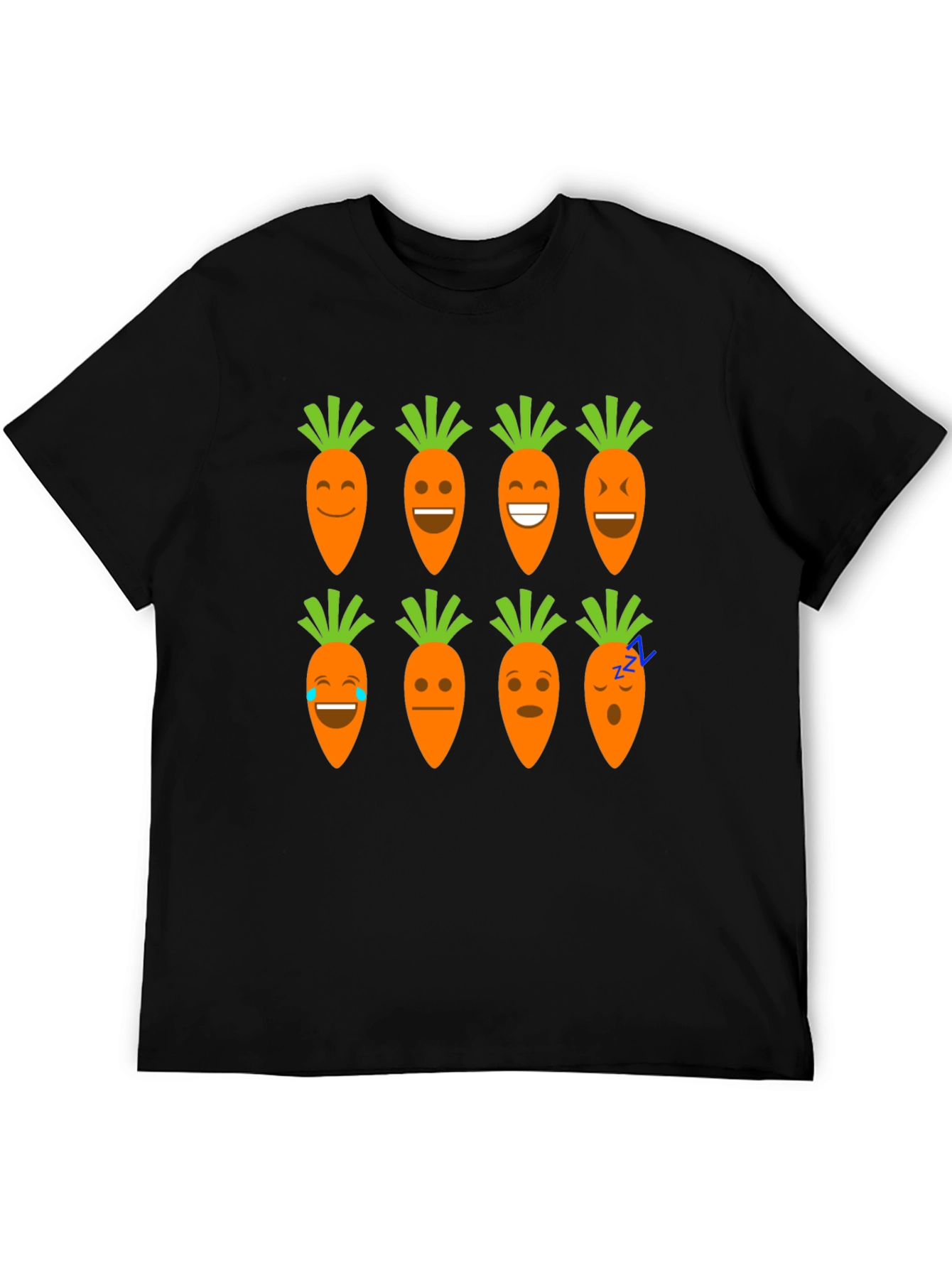 Funny Carrot Emoji Graphic Black T-Shirt